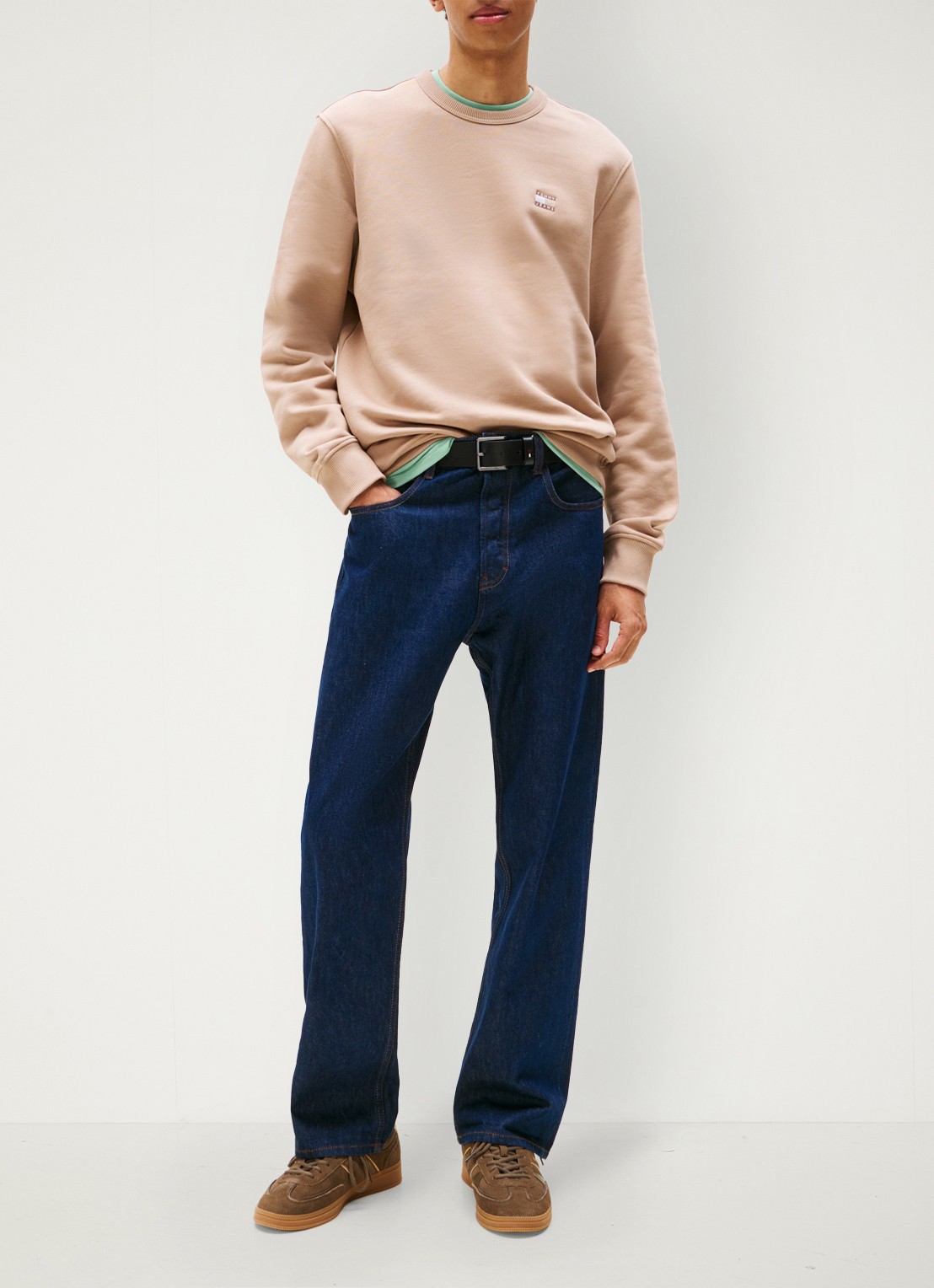 Tommy Hilfiger Sweater met logoborduring - voorkant 2 beige