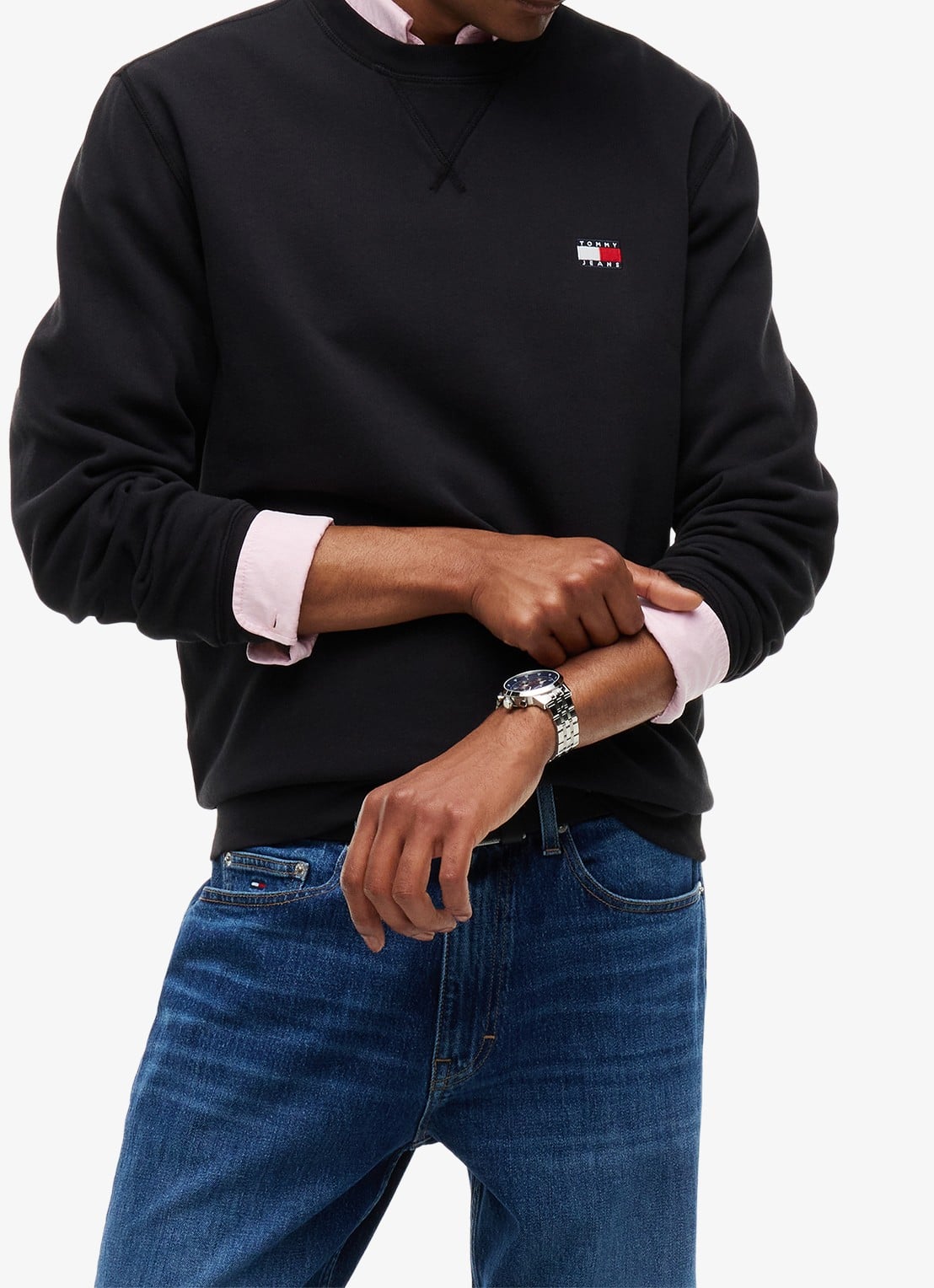 Tommy Hilfiger Sweater met logoborduring - detail zwart