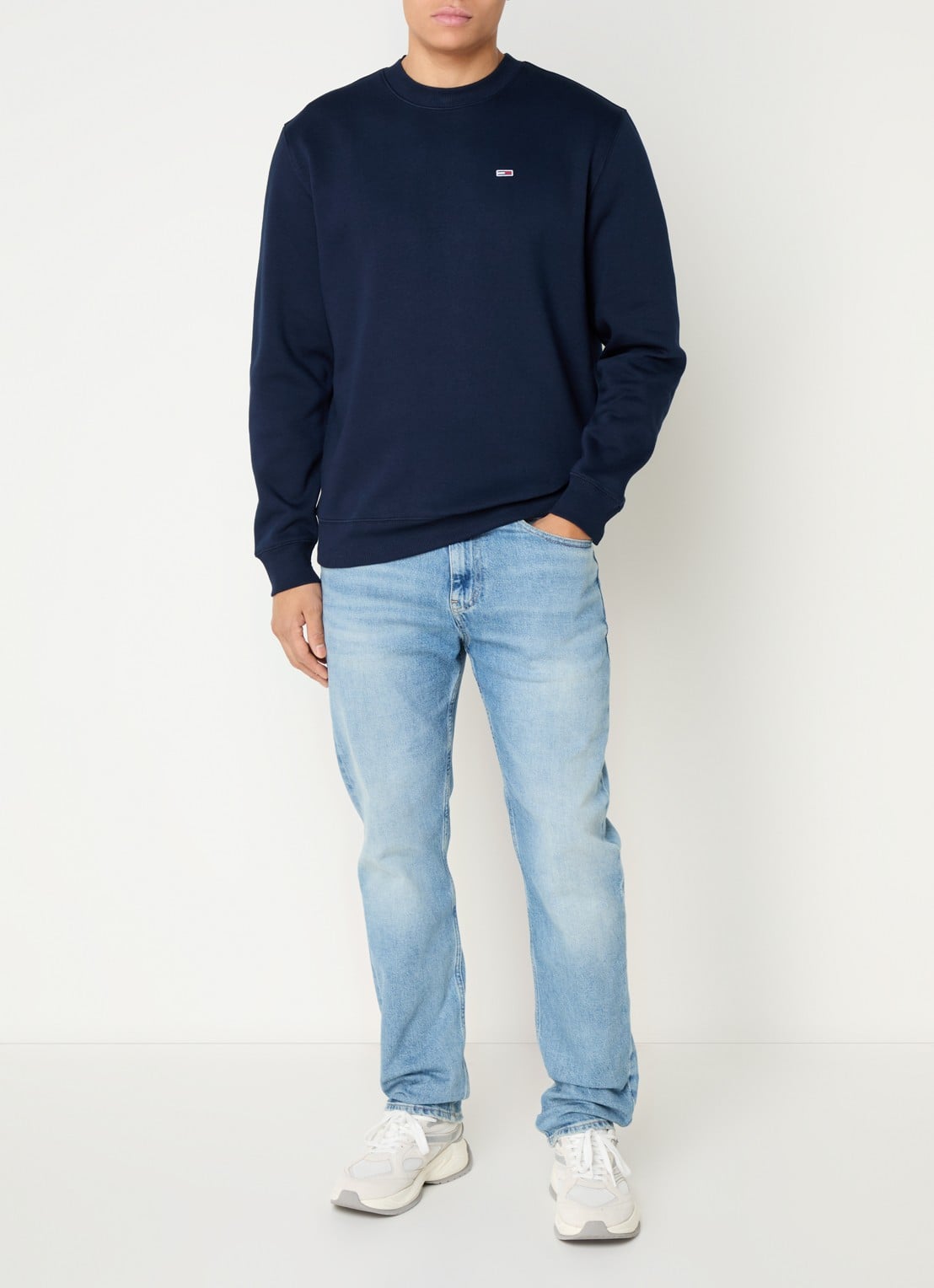 Tommy Hilfiger Sweater met logoborduring - voorkant 3 donkerblauw