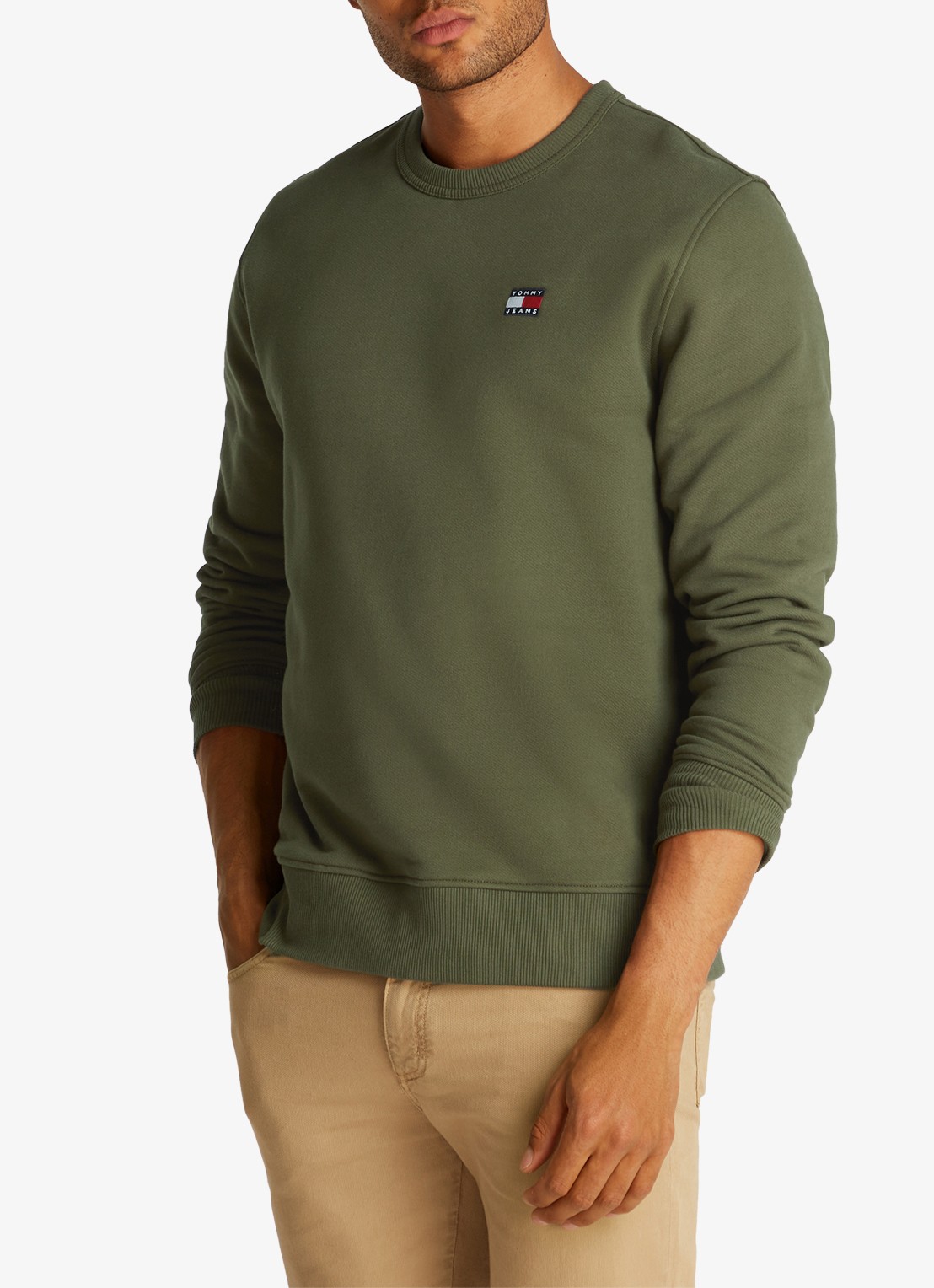 Tommy Hilfiger Sweater met logoborduring - detail 4 legergroen