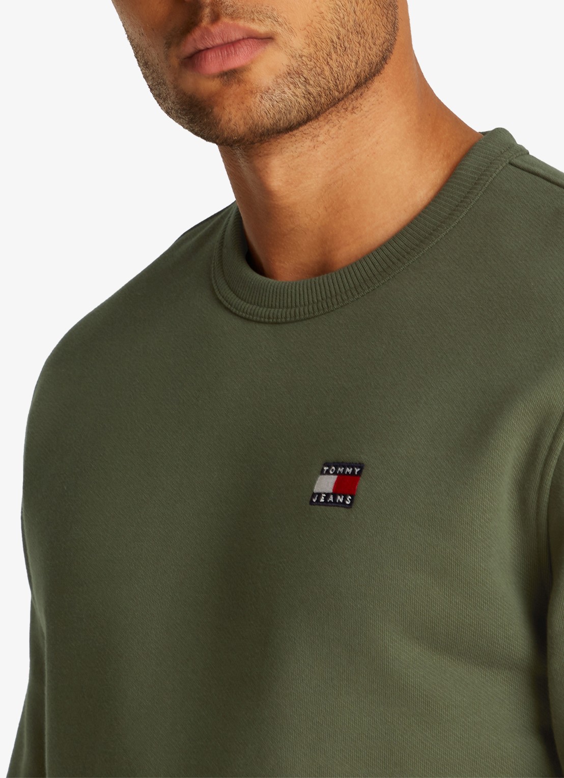 Tommy Hilfiger Sweater met logoborduring - detail 5 legergroen