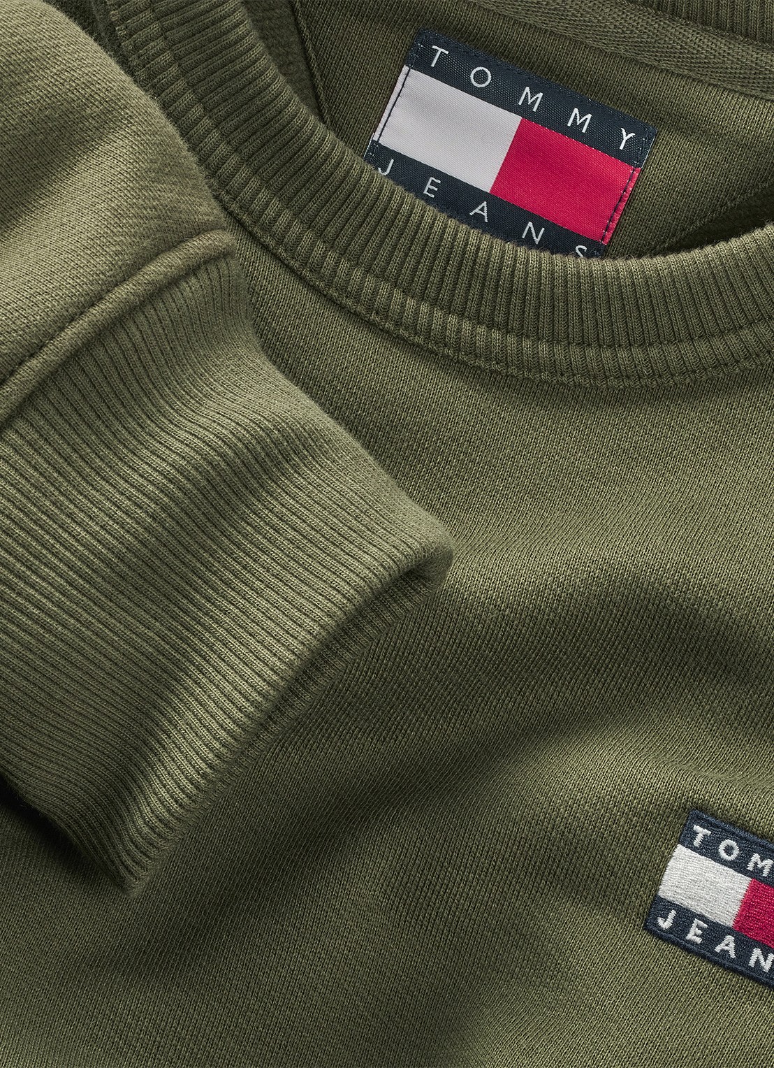 Tommy Hilfiger Sweater met logoborduring - detail 6 legergroen