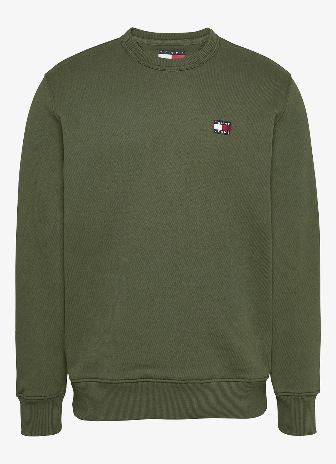 Tommy Hilfiger Sweater met logoborduring - voorkant legergroen