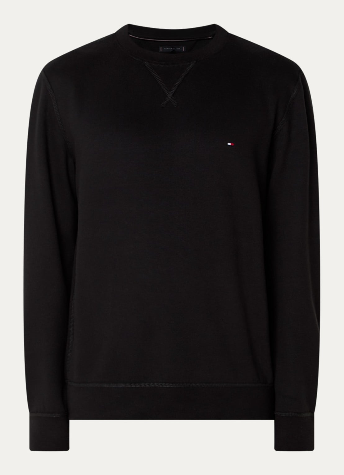 Tommy Hilfiger Sweater met logoborduring - voorkant 2 zwart