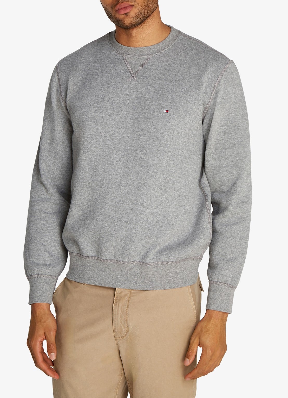 Tommy Hilfiger Sweater met logoborduring - detail 3 grijsmele