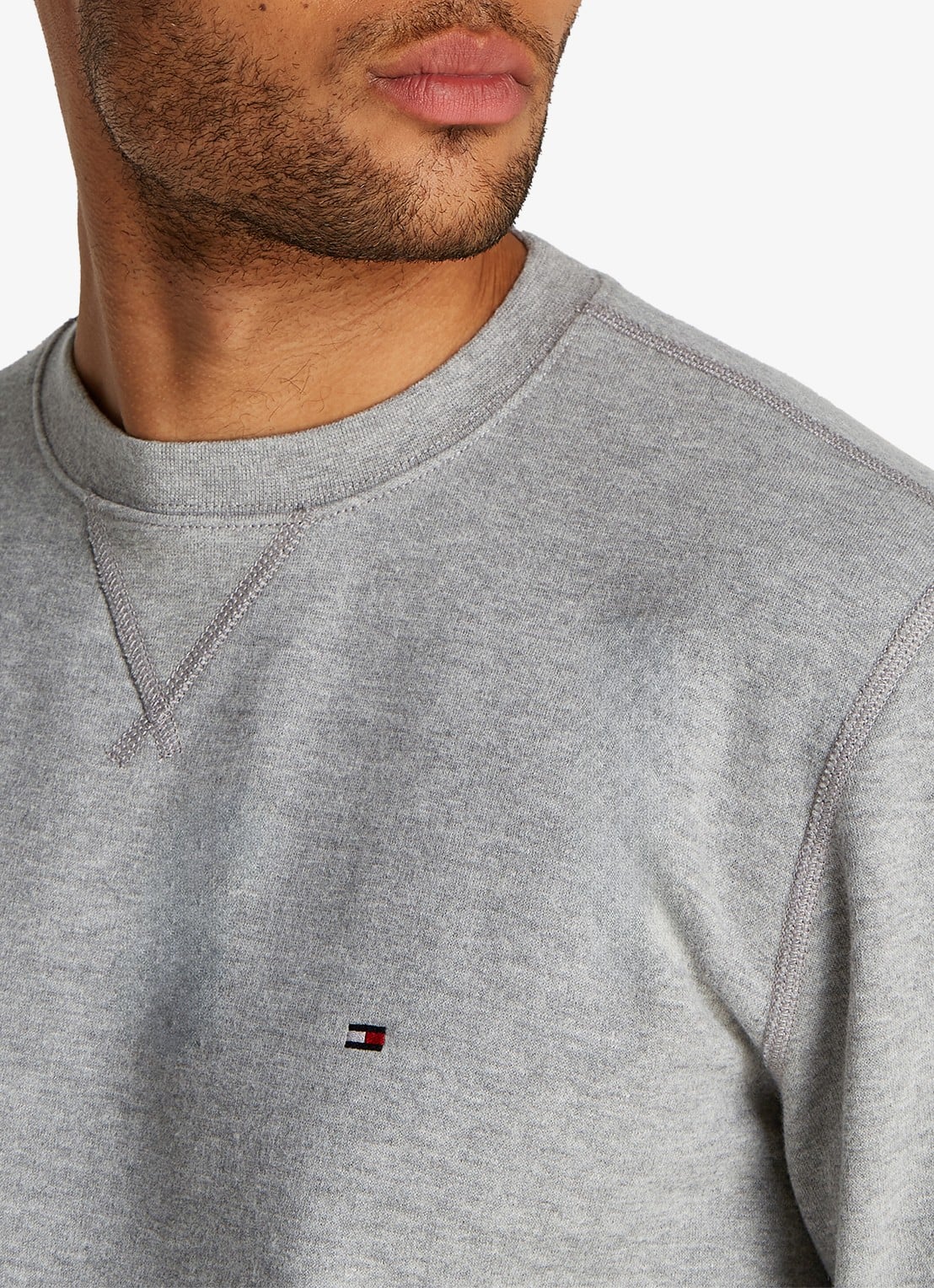Tommy Hilfiger Sweater met logoborduring - detail 4 grijsmele