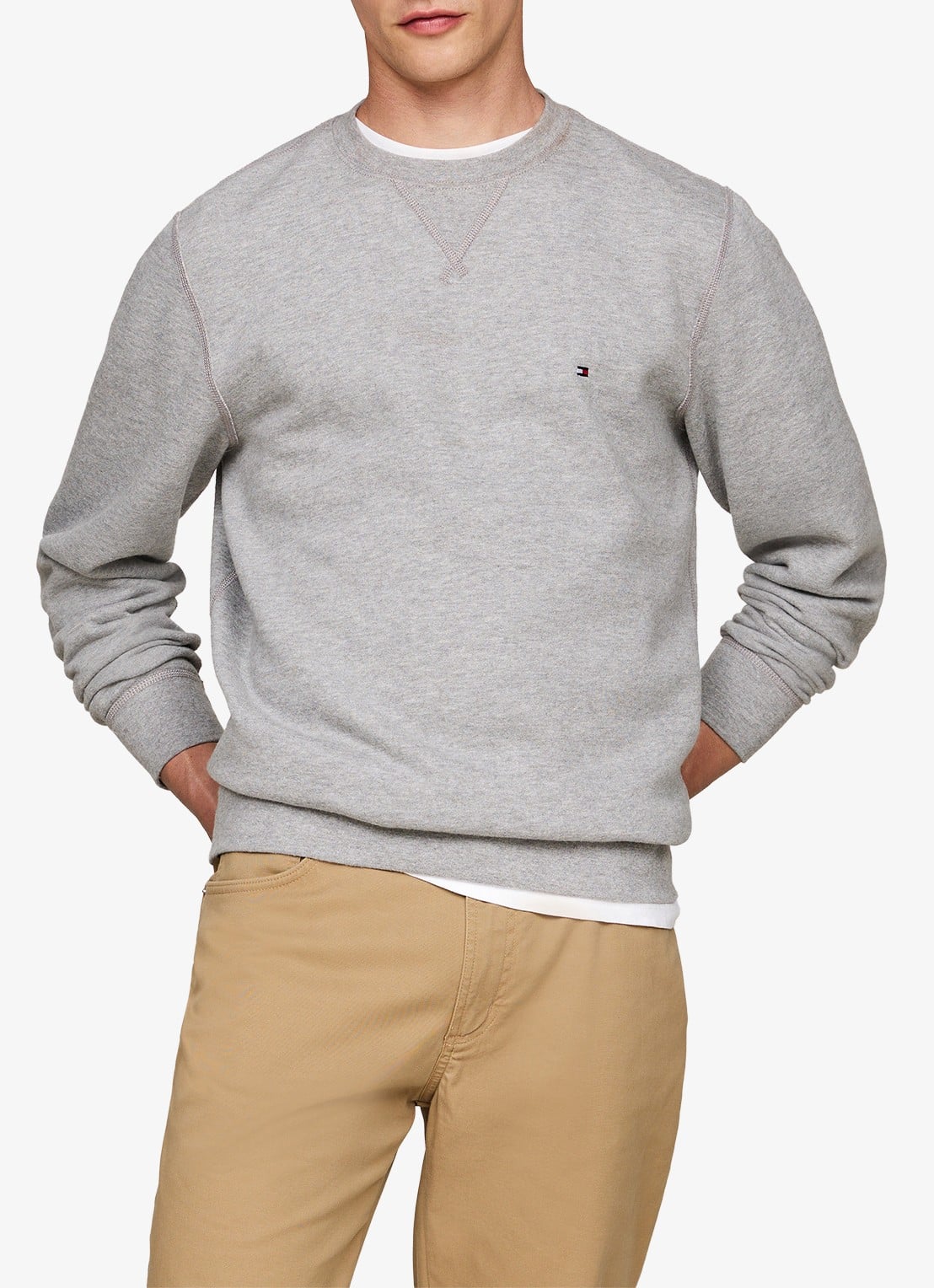 Tommy Hilfiger Sweater met logoborduring - detail 6 grijsmele