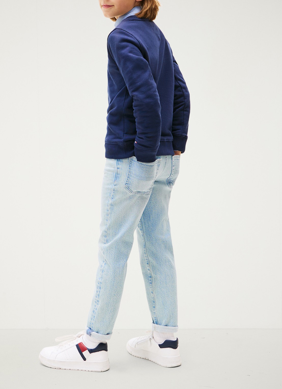 Tommy Hilfiger Sweater met logoborduring  - achterkant 6 donkerblauw
