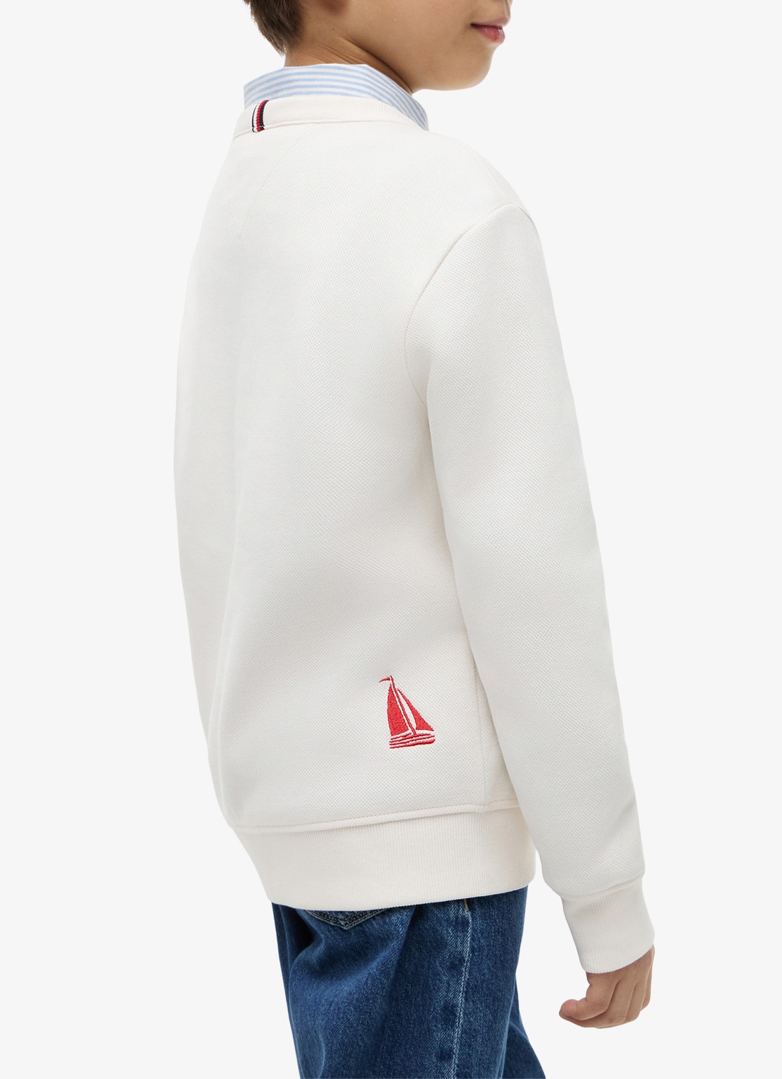 Tommy Hilfiger Sweater met logoborduring - detail 3 wit