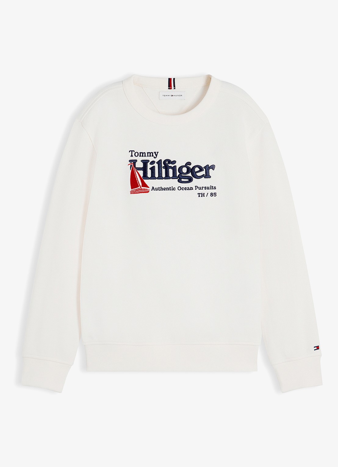 Tommy Hilfiger Sweater met logoborduring - voorkant 5 wit