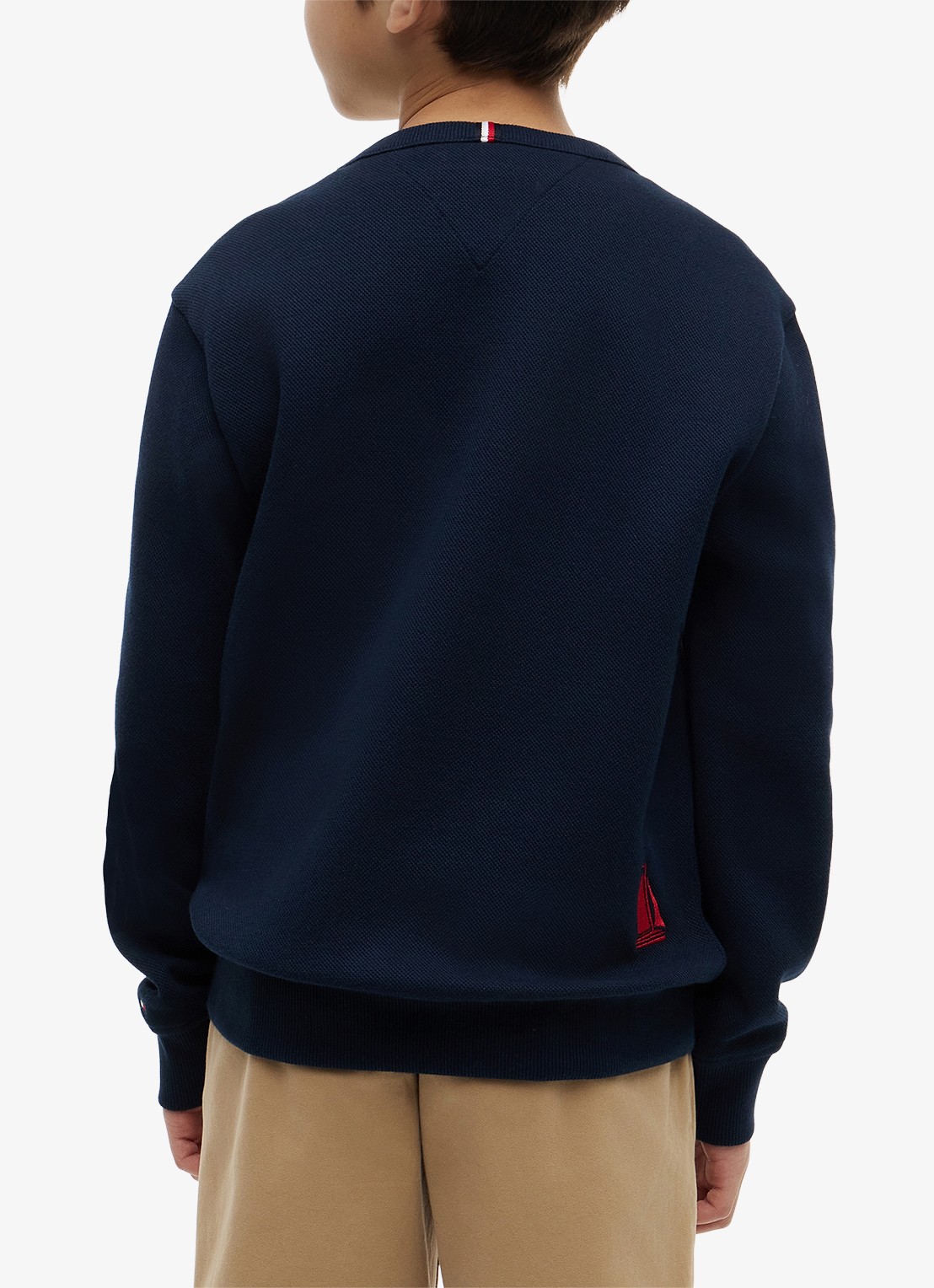 Tommy Hilfiger Sweater met logoborduring - achterkant 3 donkerblauw