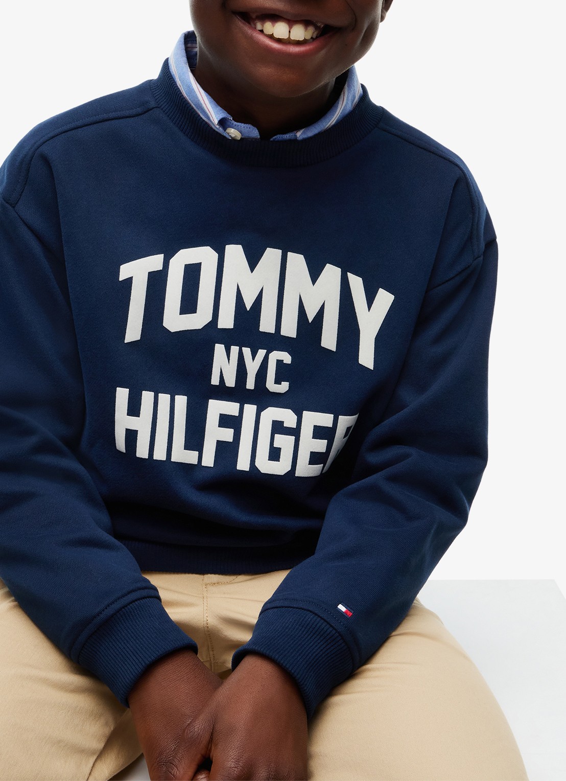 Tommy Hilfiger Sweater met logoborduring  - detail 2 donkerblauw