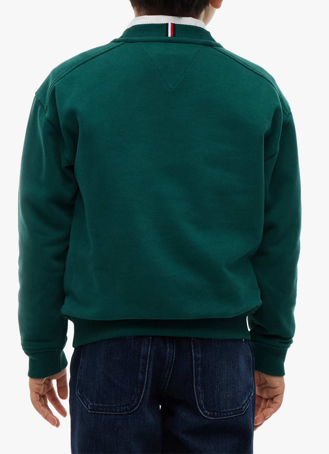 Tommy Hilfiger Sweater met logoborduring  - achterkant donkergroen
