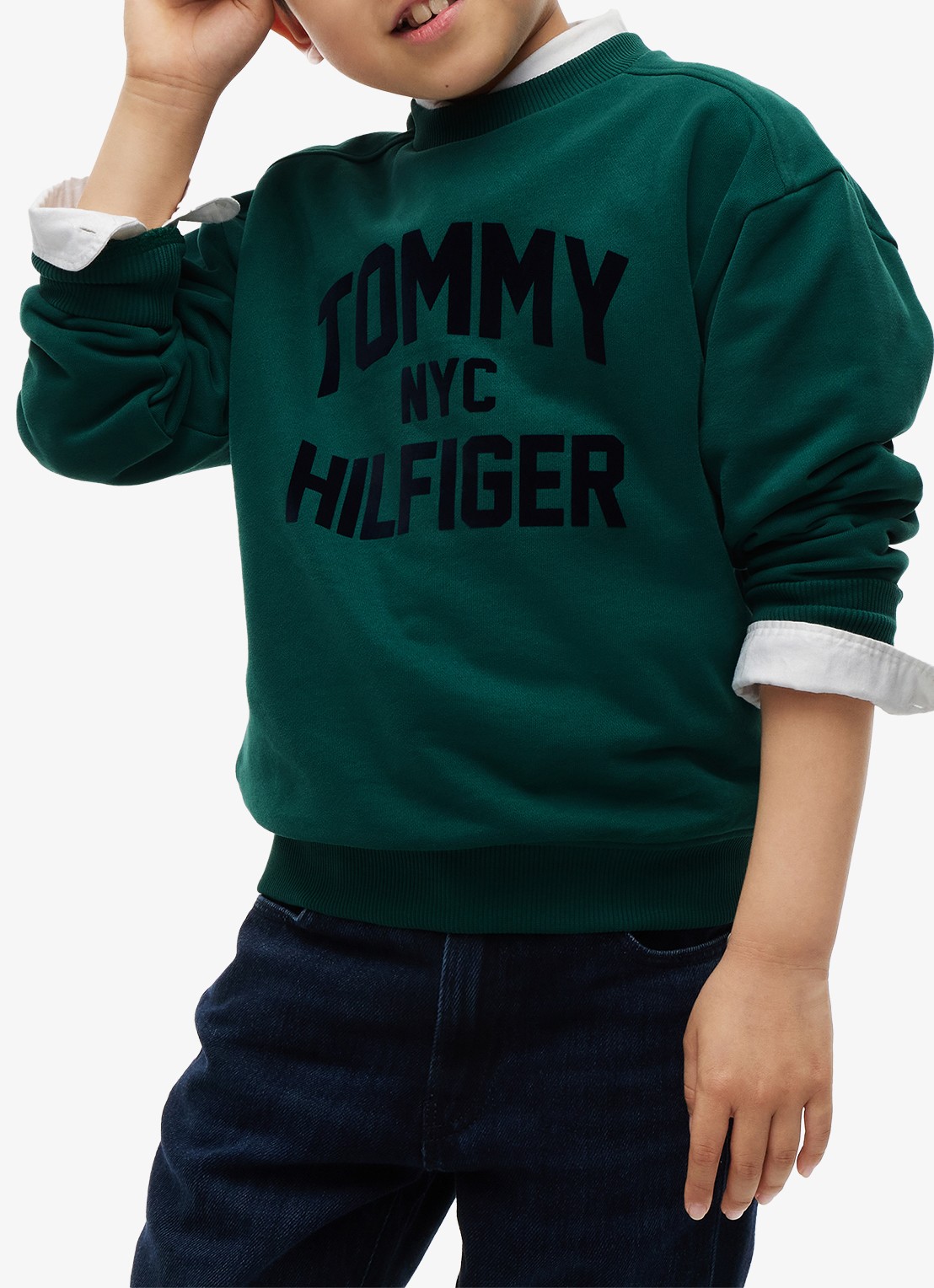 Tommy Hilfiger Sweater met logoborduring  - detail 4 donkergroen