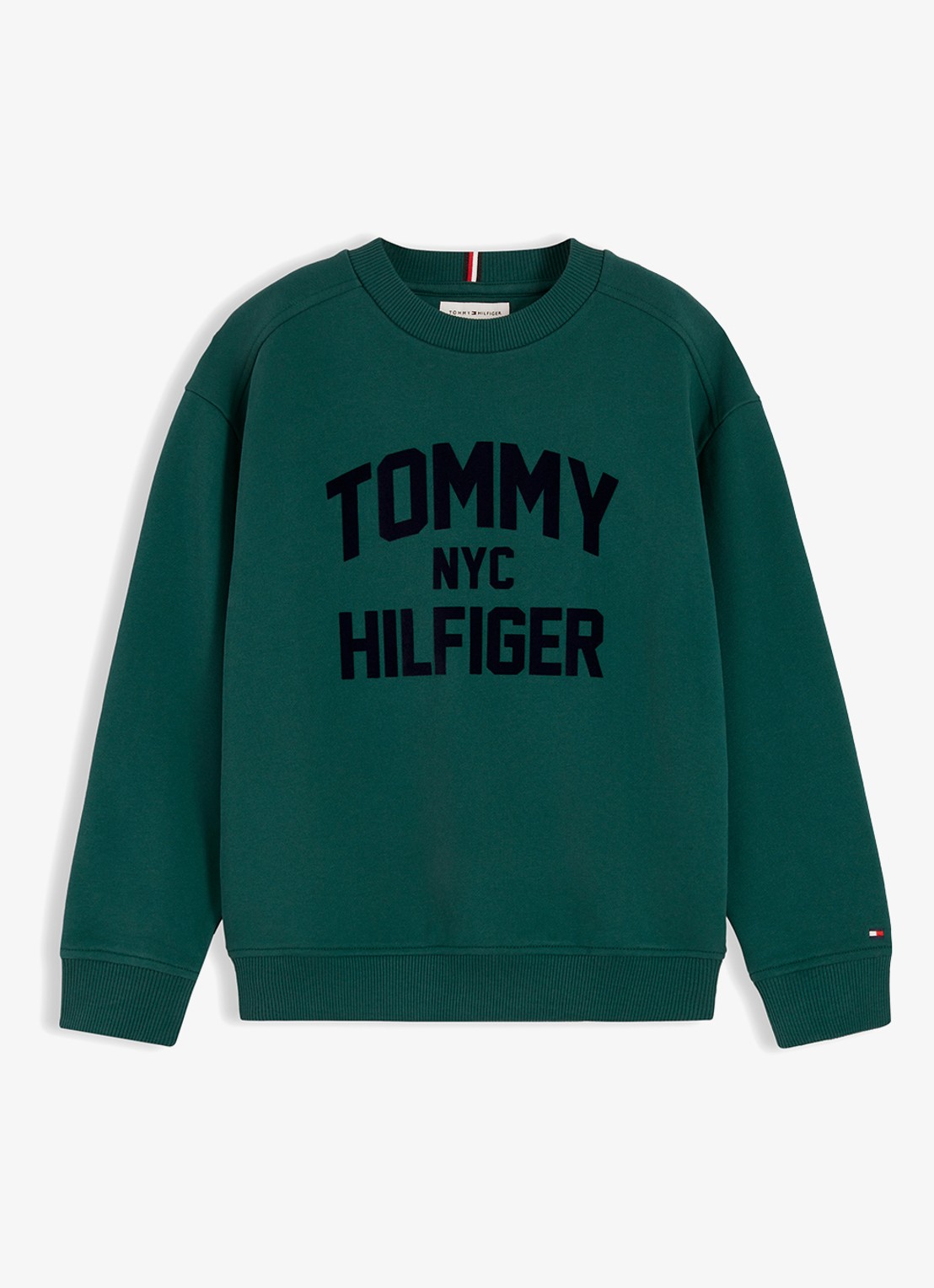 Tommy Hilfiger Sweater met logoborduring  - voorkant 2 donkergroen