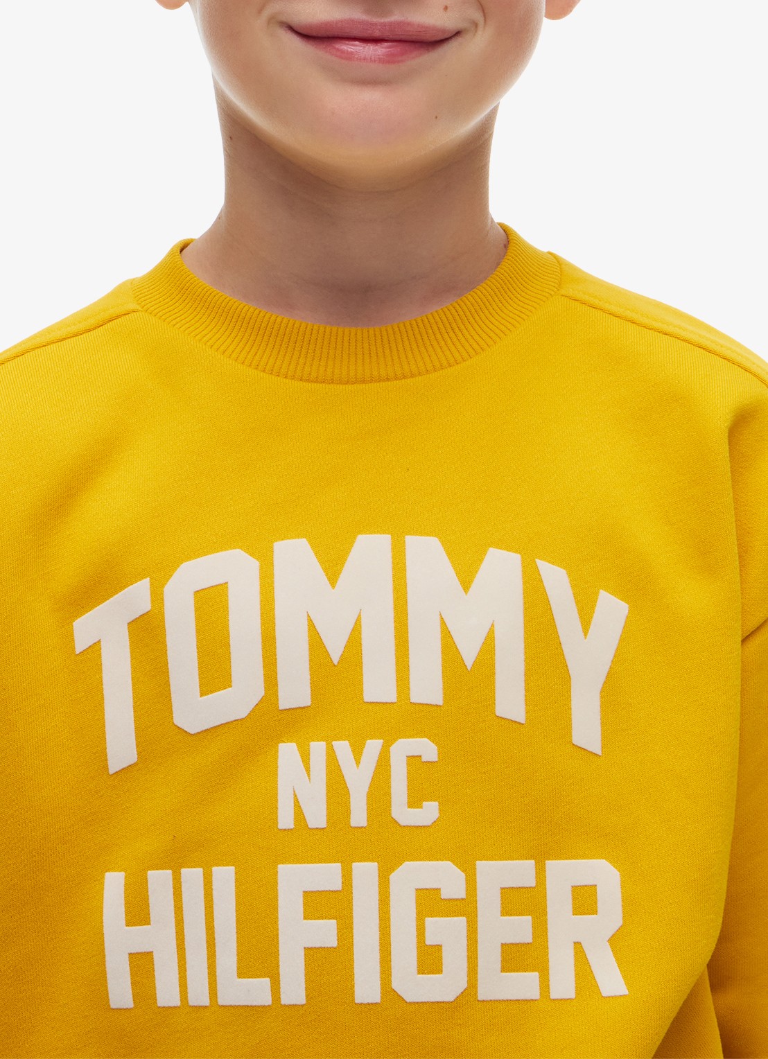 Tommy Hilfiger Sweater met logoborduring  - detail 5 geel