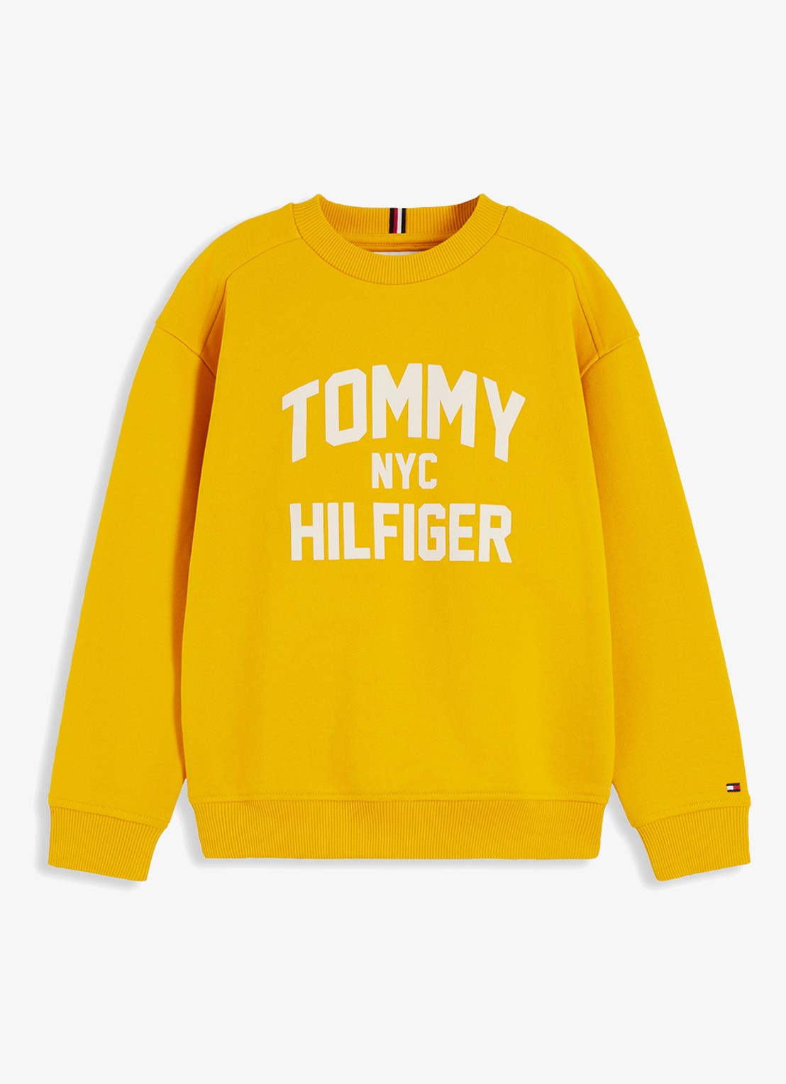 Tommy Hilfiger Sweater met logoborduring  - voorkant 2 geel