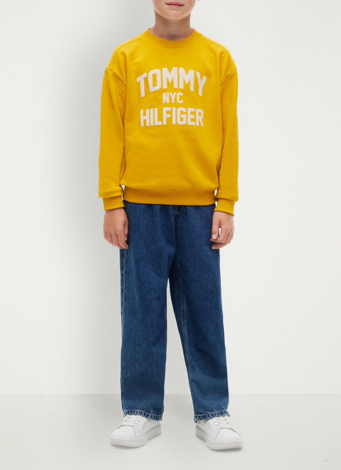 Tommy Hilfiger Sweater met logoborduring  - voorkant 3 geel