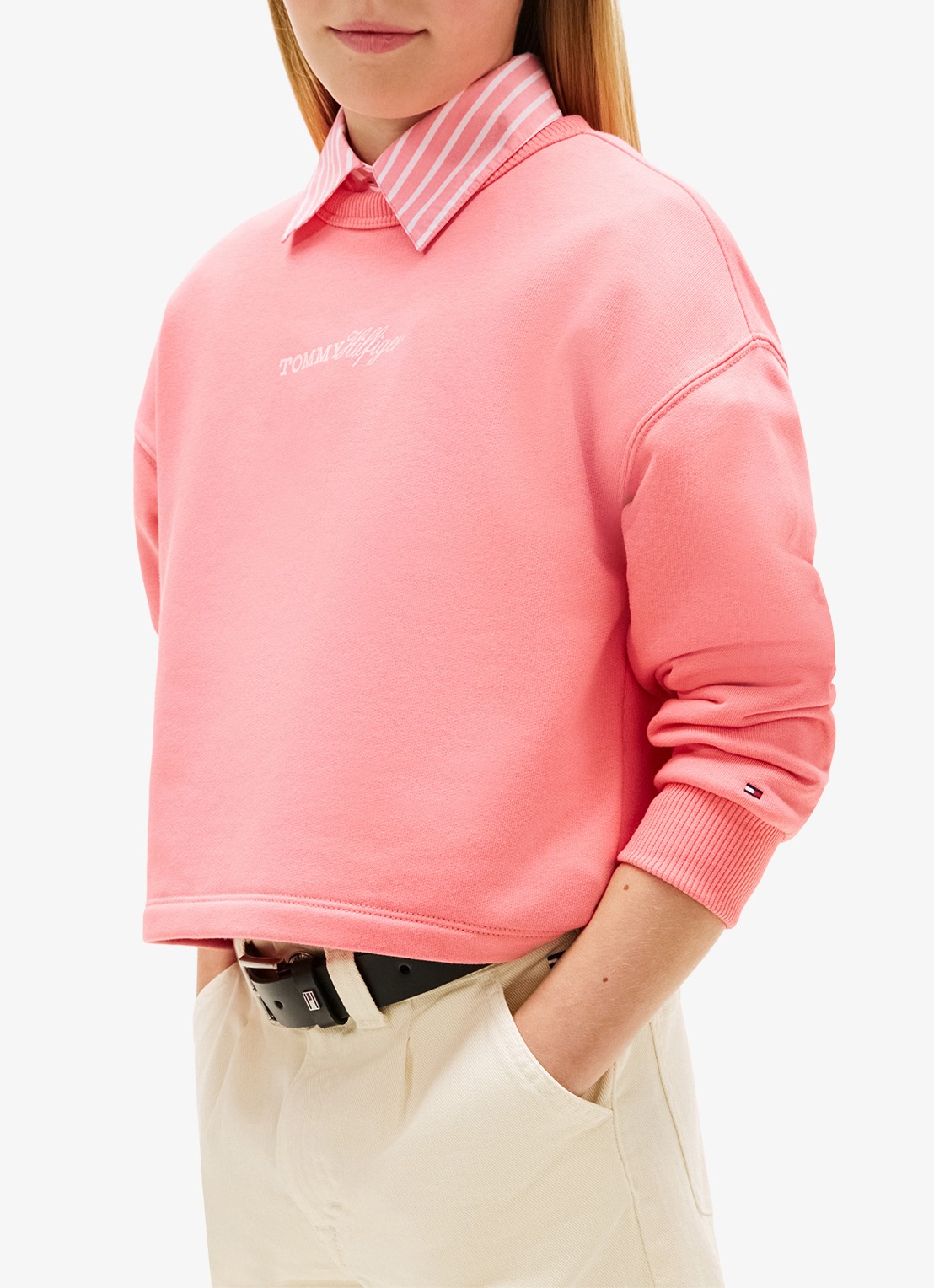 Tommy Hilfiger Sweater met logoborduring - detail 3 perzik