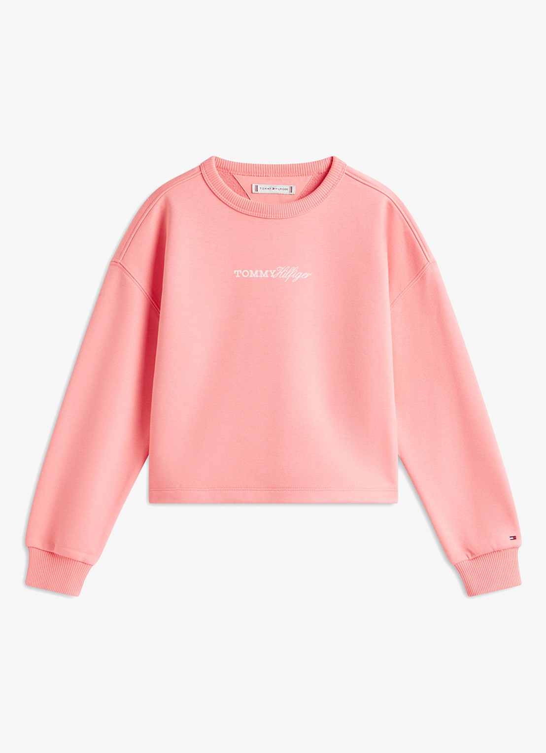 Tommy Hilfiger Sweater met logoborduring - voorkant perzik