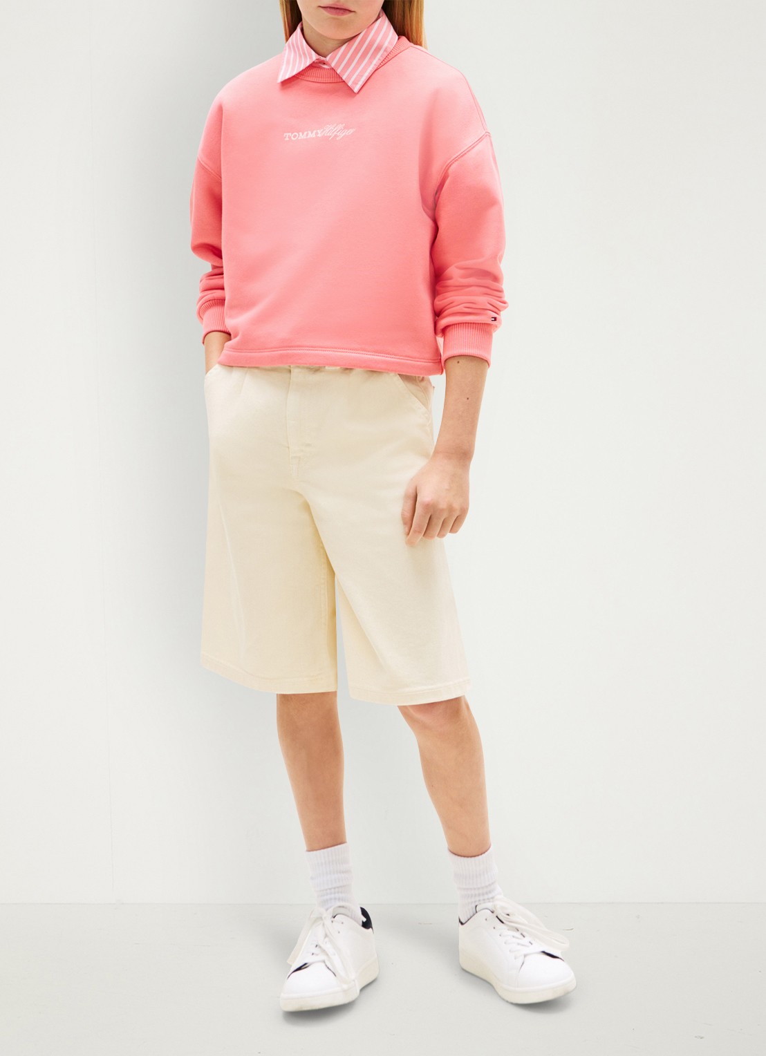 Tommy Hilfiger Sweater met logoborduring - voorkant 2 perzik
