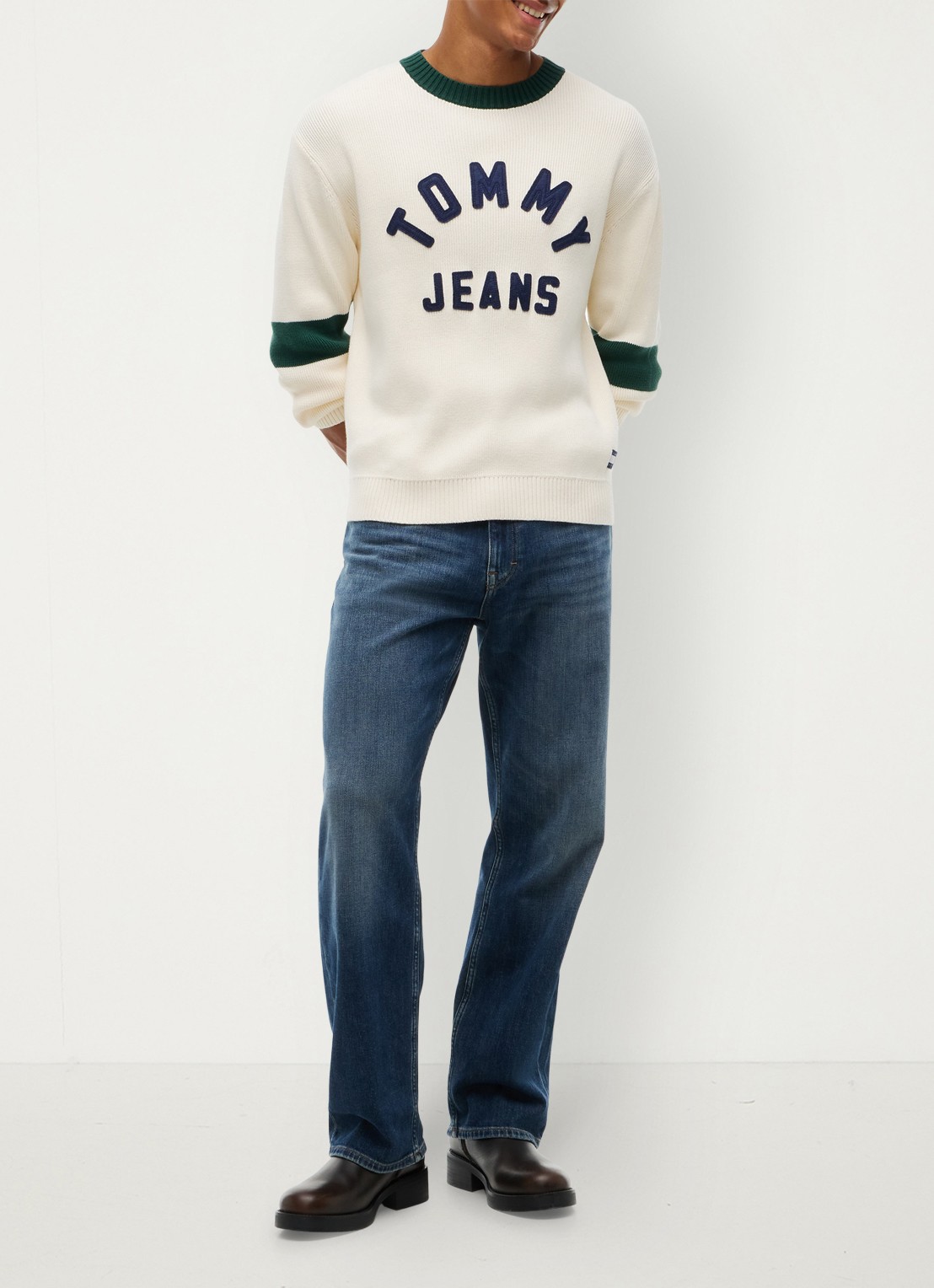 Tommy Hilfiger Sweater met logoprint - voorkant 5 creme