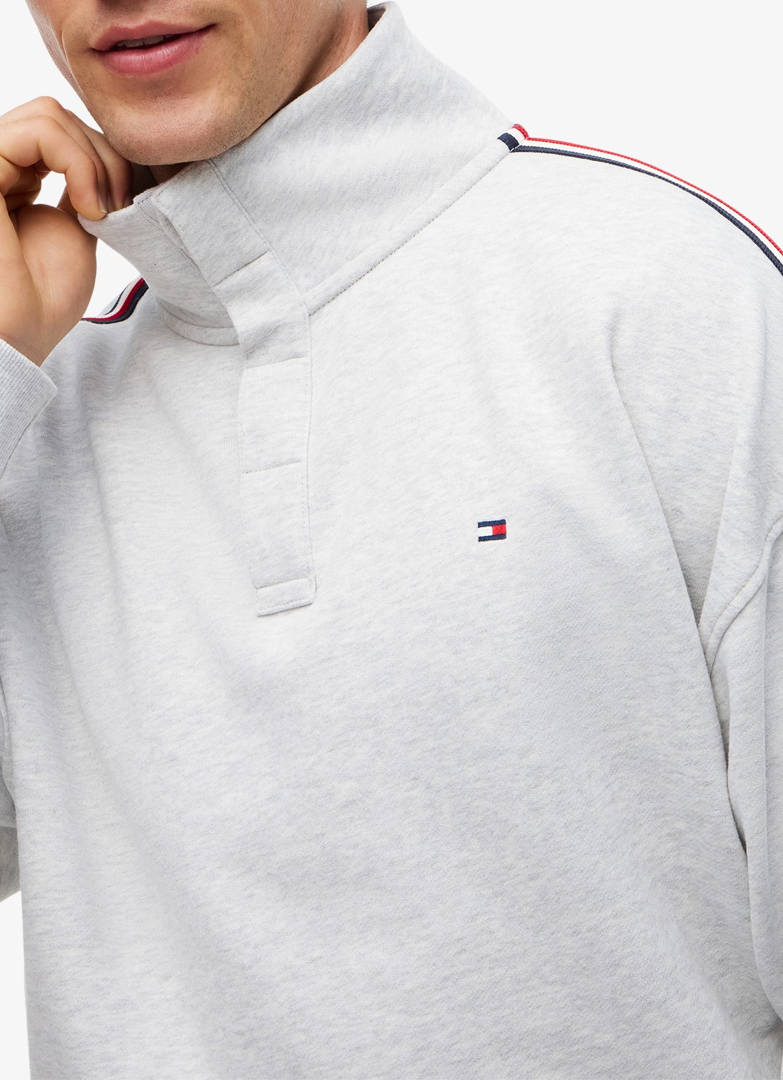 Tommy Hilfiger Sweater met opstaande kraag - detail 4 grijs