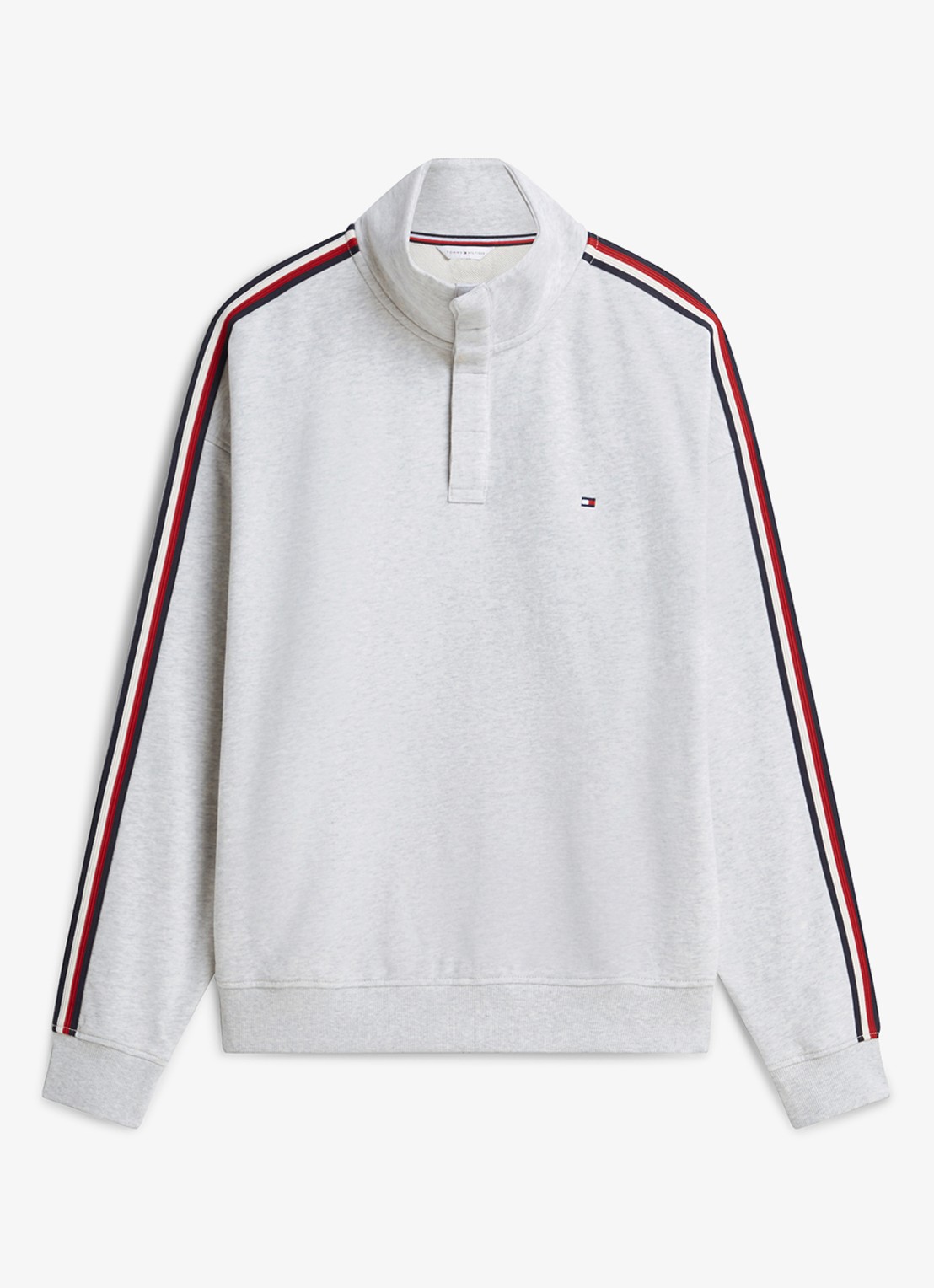 Tommy Hilfiger Sweater met opstaande kraag - voorkant grijs