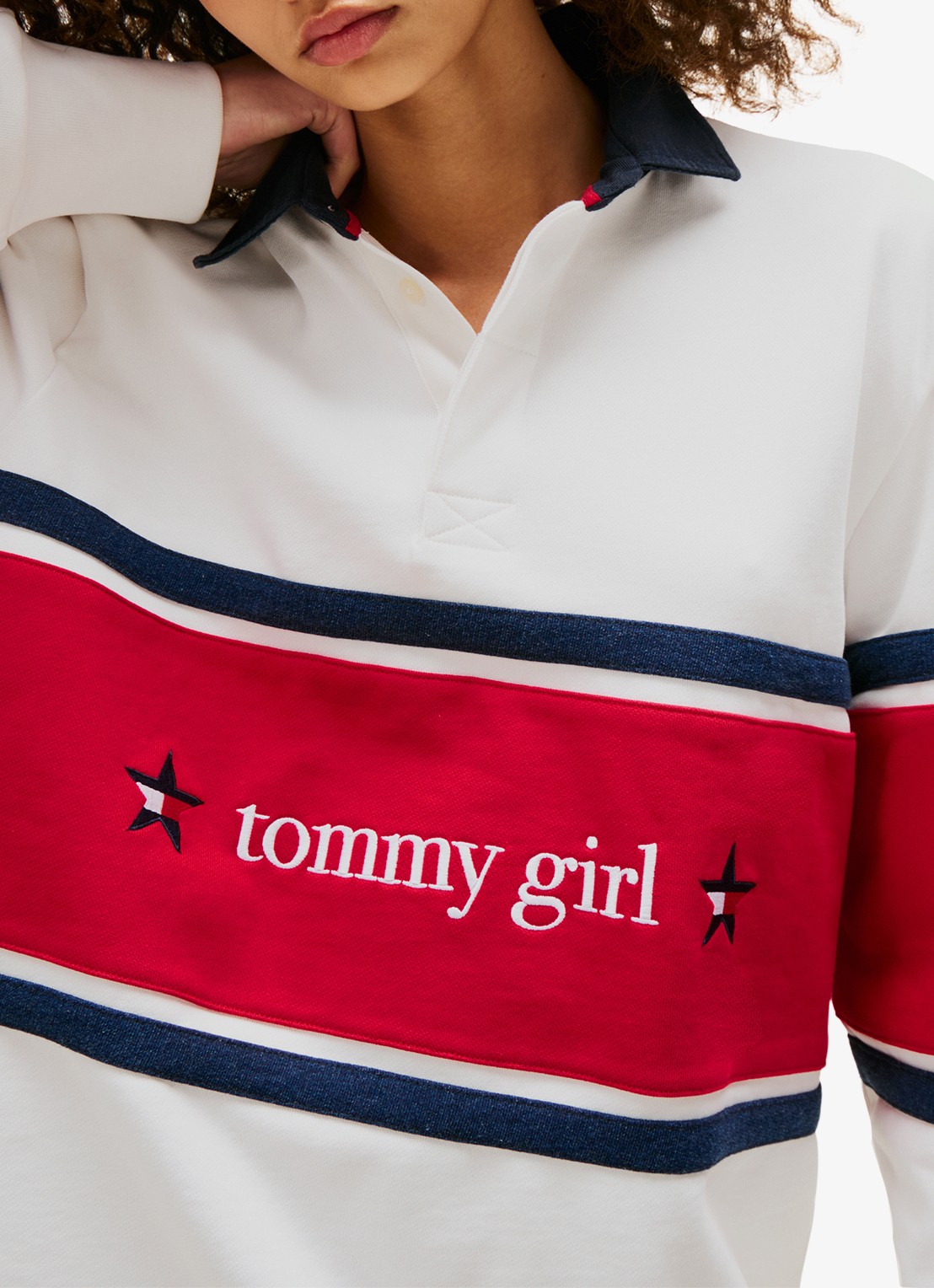 Tommy Hilfiger Sweater met polokraag en logo - detail 3 wit