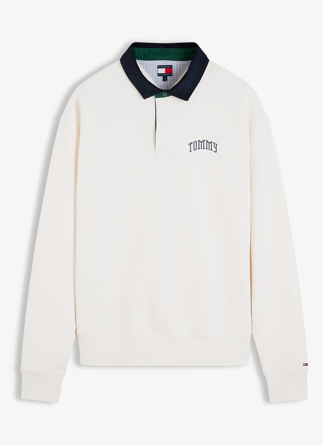 Tommy Hilfiger Sweater met polokraag en logo - voorkant 2 gebroken wit