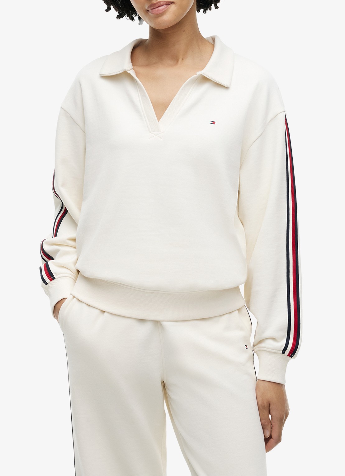 Tommy Hilfiger Sweater met polokraag - detail ivoor