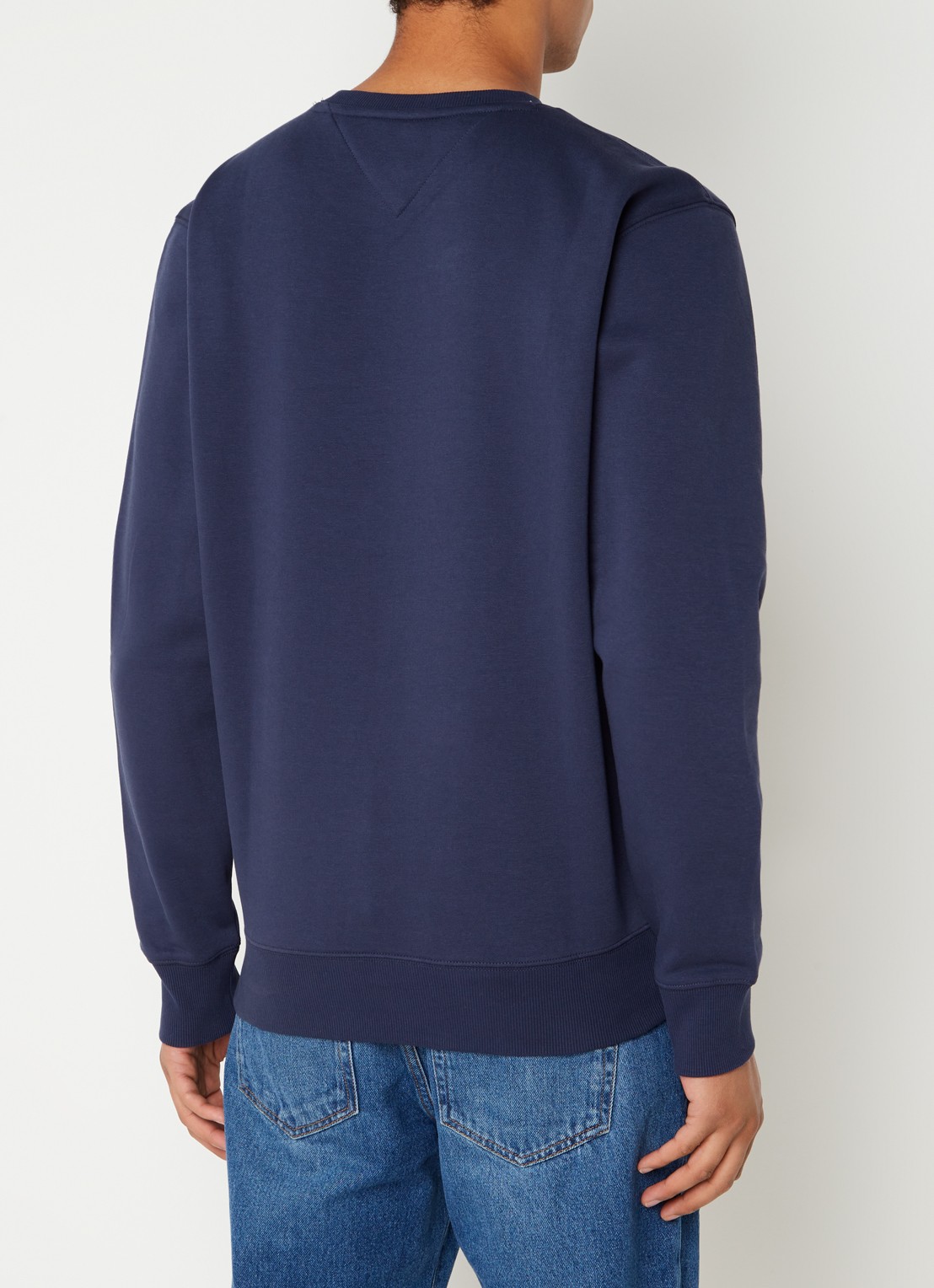Tommy Hilfiger Sweater met ronde hals en logoborduring  - achterkant 4 donkerblauw