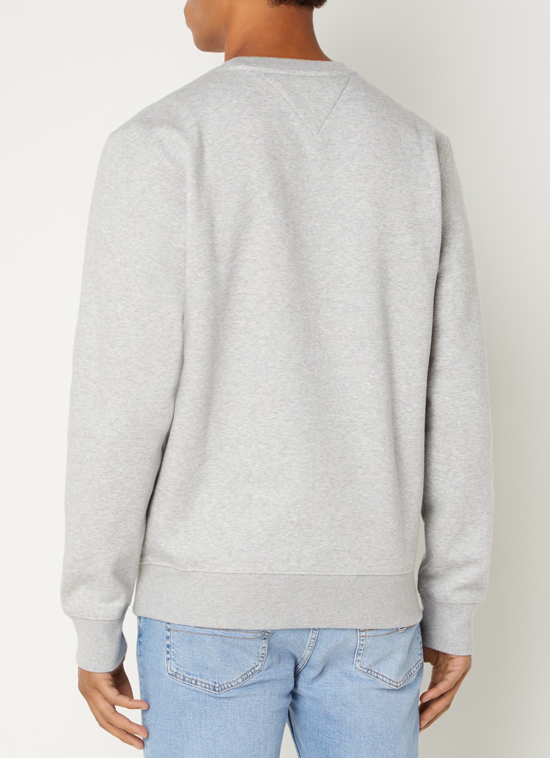 Tommy Hilfiger Sweater met ronde hals en logoborduring  - achterkant 4 grijs