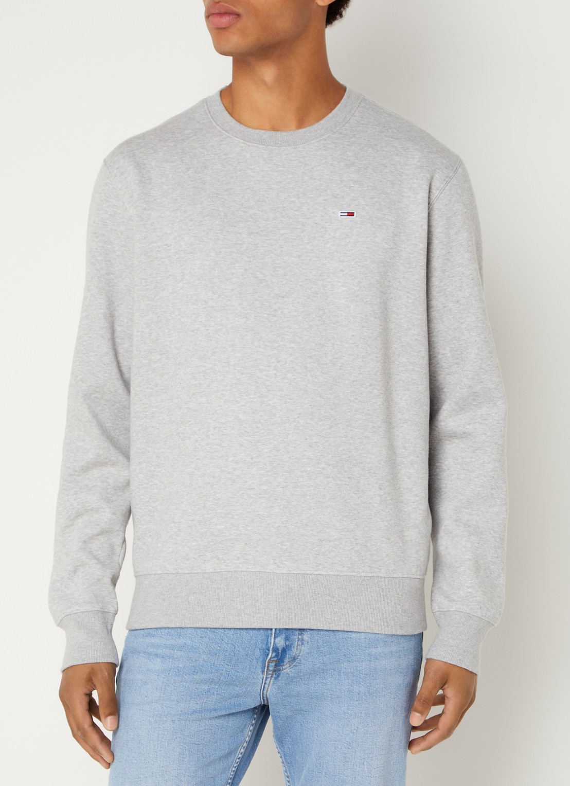 Tommy Hilfiger Sweater met ronde hals en logoborduring  - detail 3 grijs