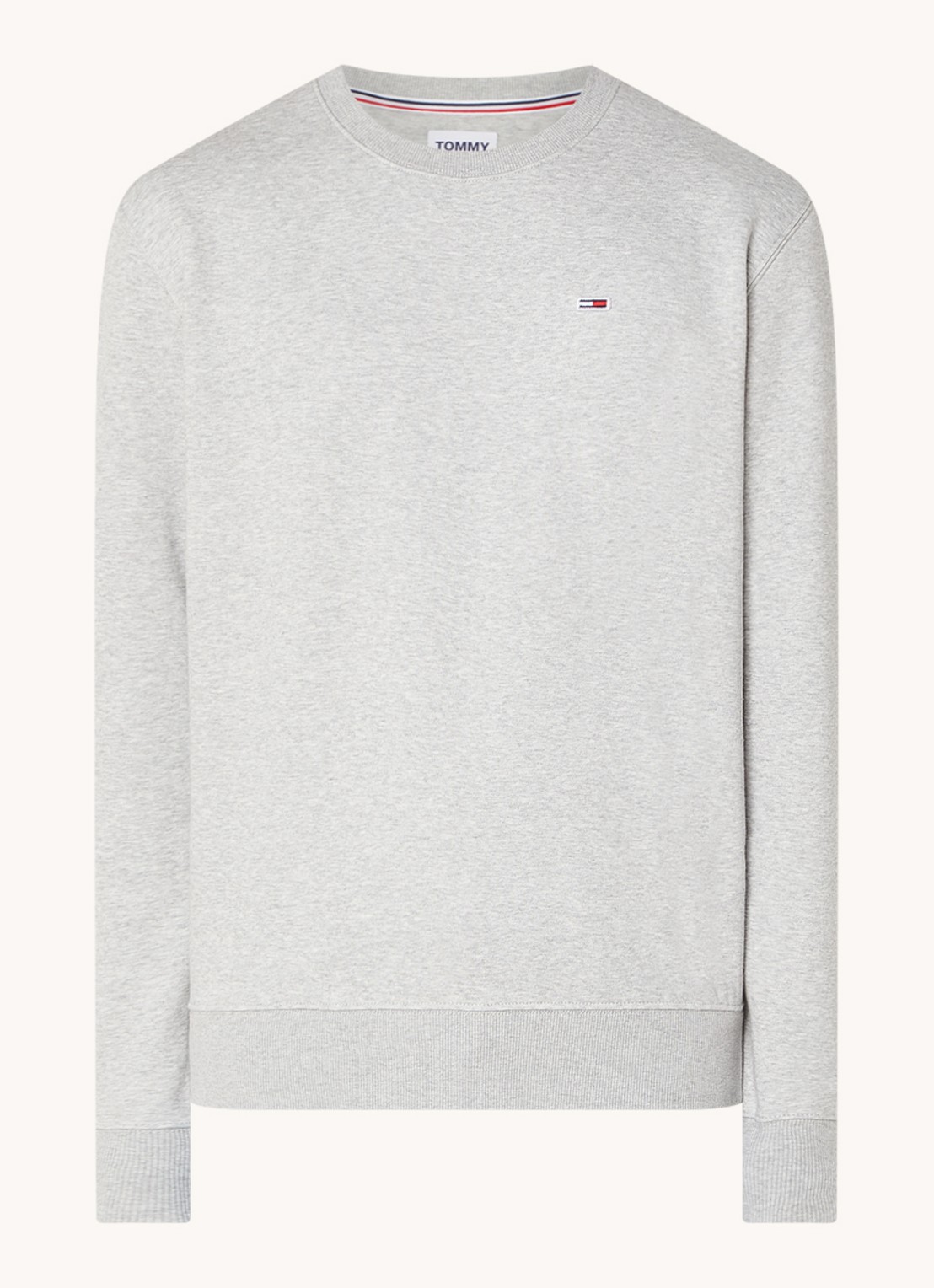 Tommy Hilfiger Sweater met ronde hals en logoborduring  - voorkant grijs