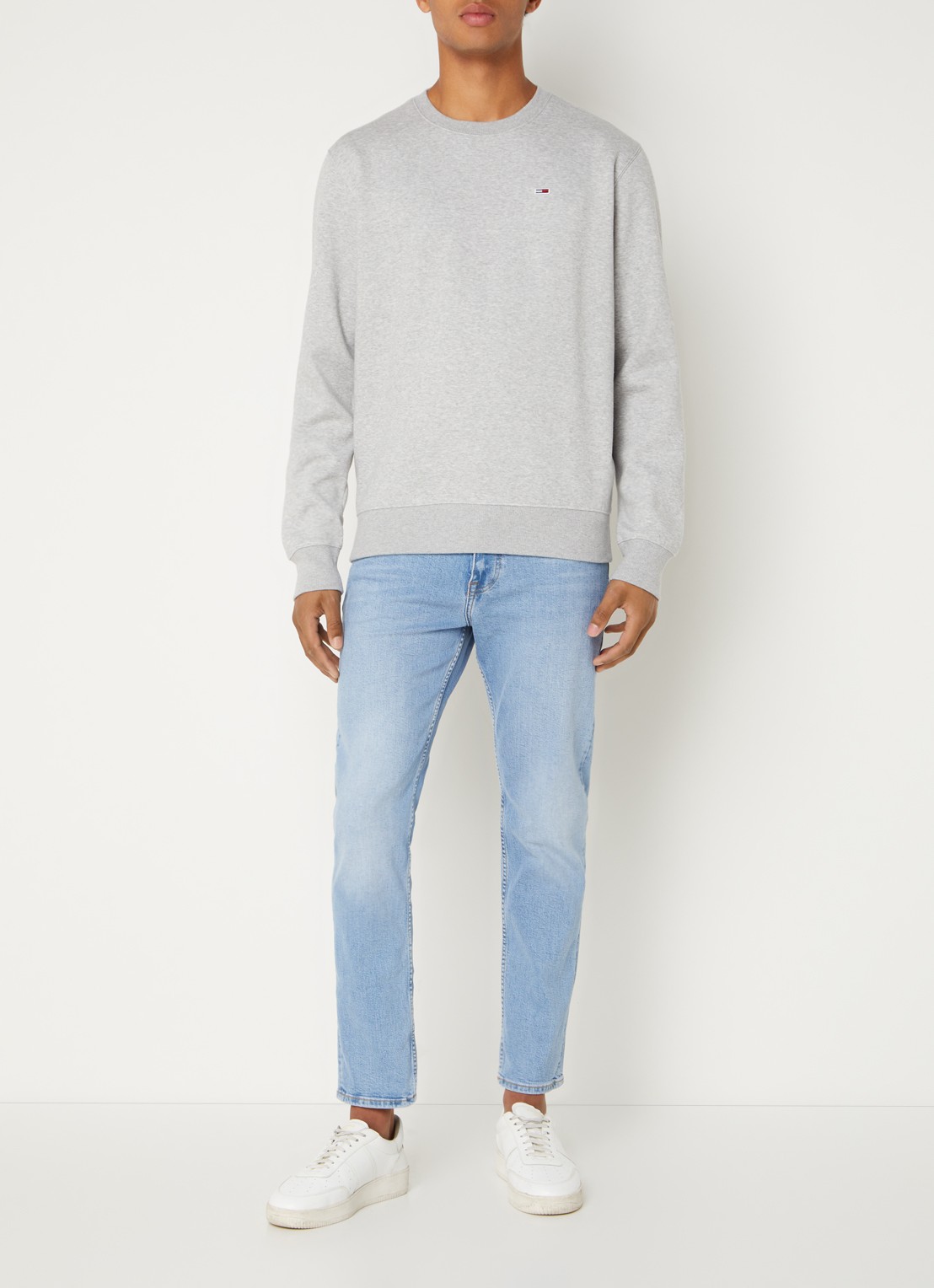Tommy Hilfiger Sweater met ronde hals en logoborduring  - voorkant 2 grijs