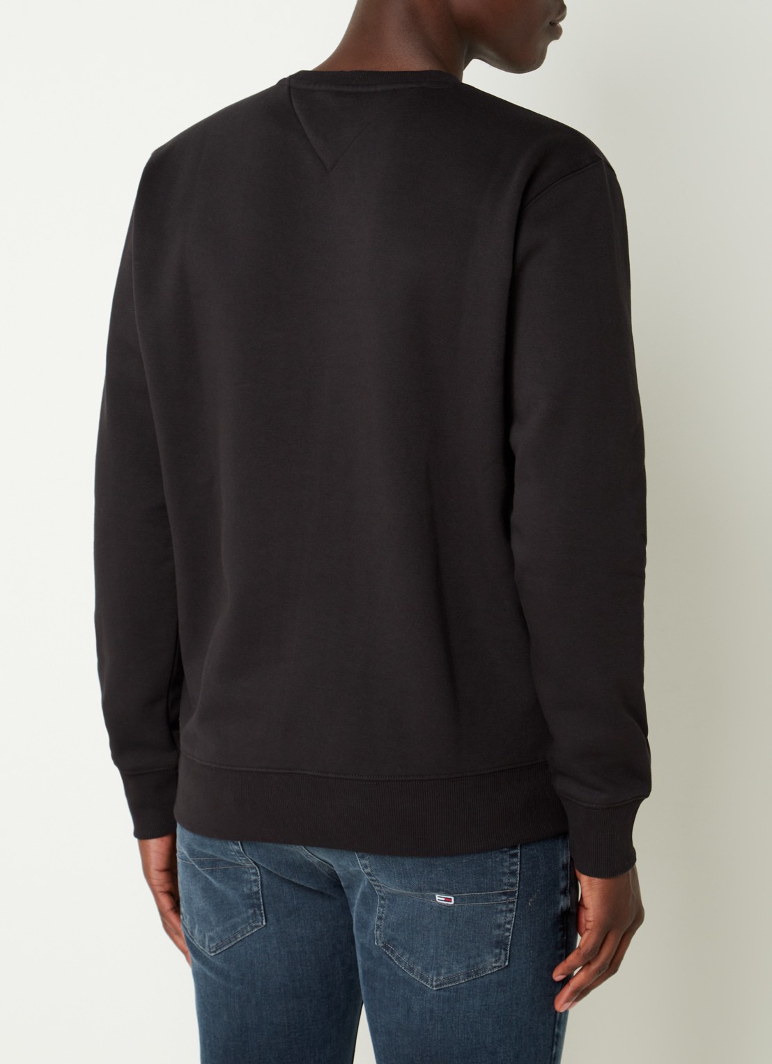 Tommy Hilfiger Sweater met ronde hals en logoborduring  - achterkant zwart