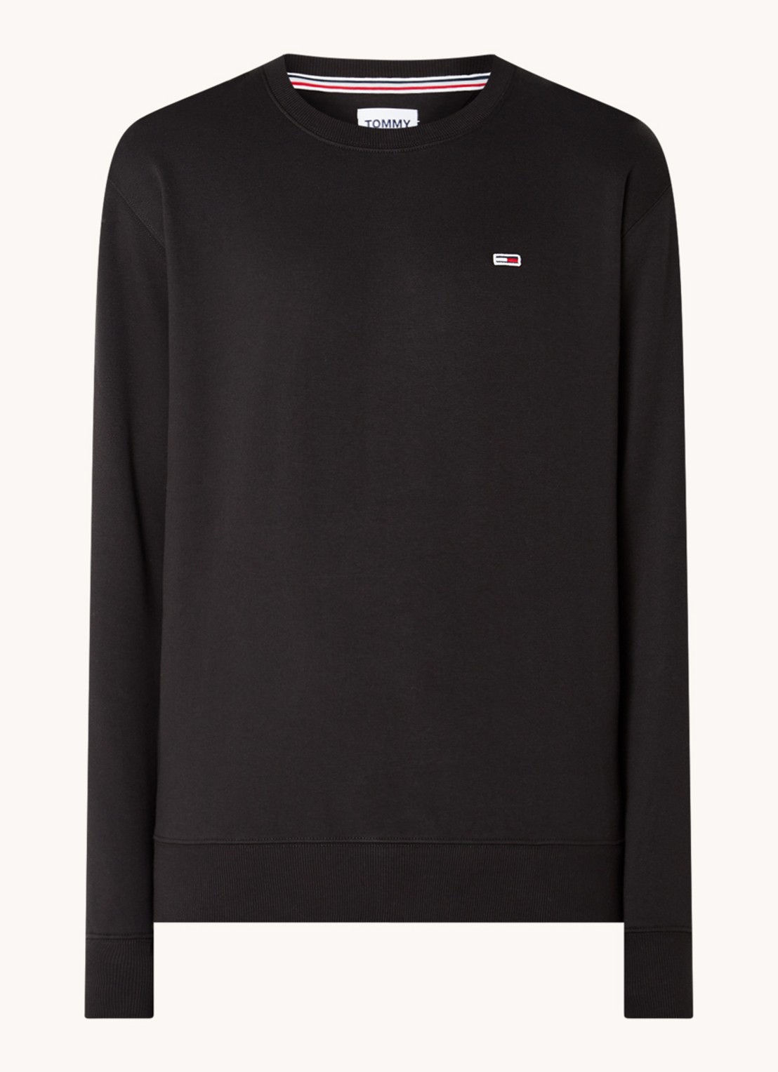 Tommy Hilfiger Sweater met ronde hals en logoborduring  - voorkant 2 zwart