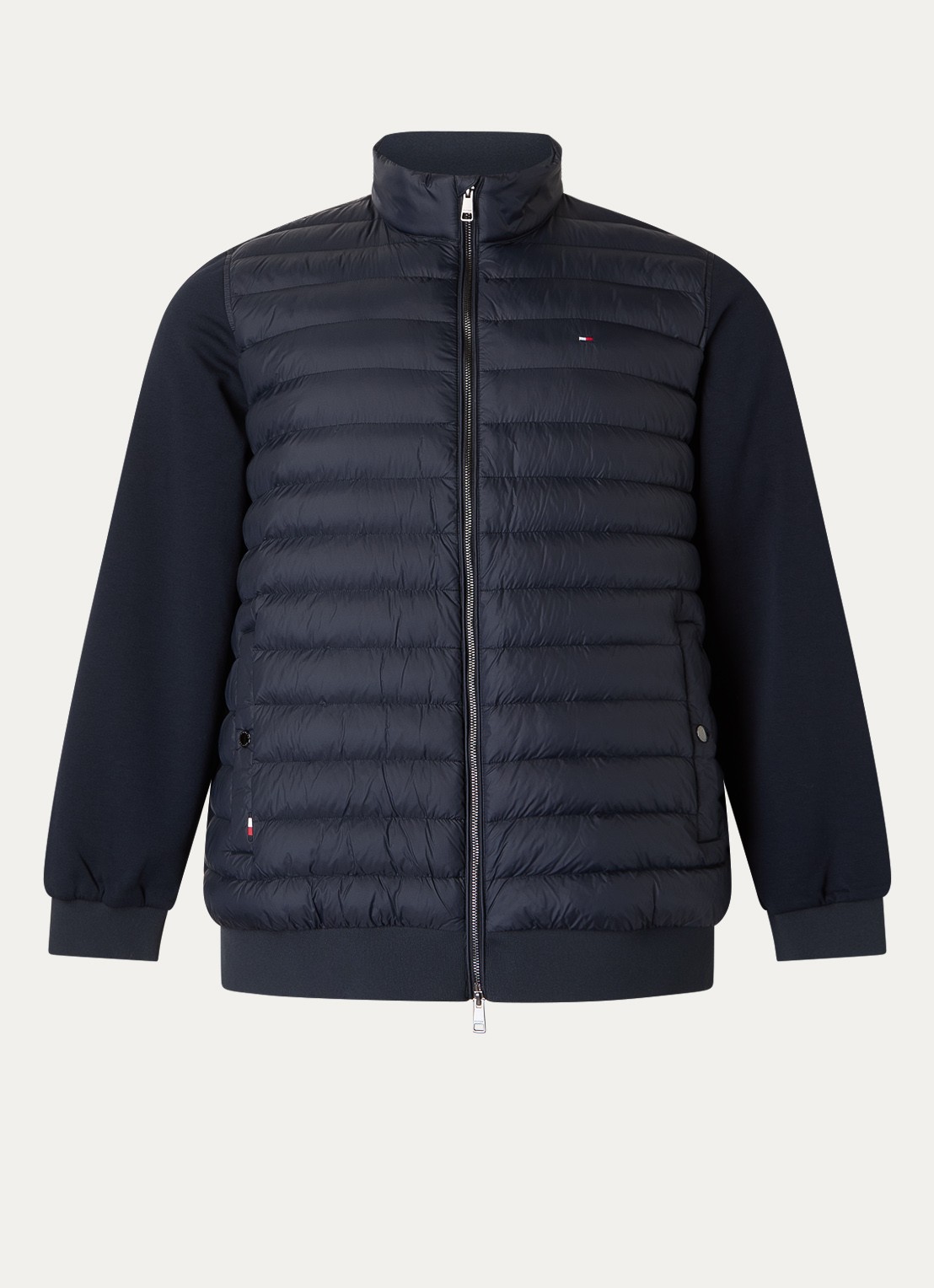 Tommy Hilfiger Sweatvest met gewatteerd voorpand en logoborduring - voorkant 3 donkerblauw