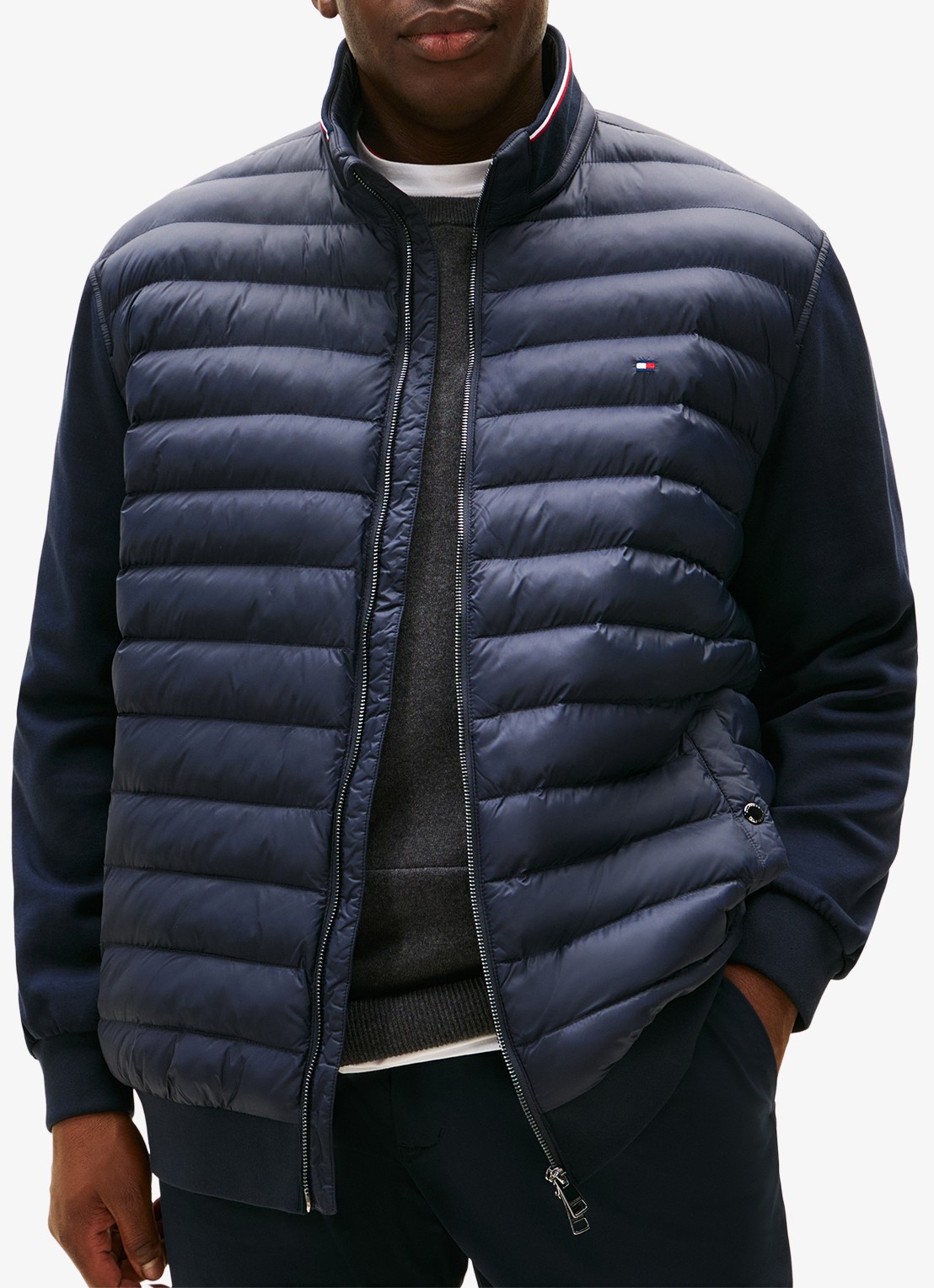 Tommy Hilfiger Sweatvest met gewatteerd voorpand - detail 3 donkerblauw