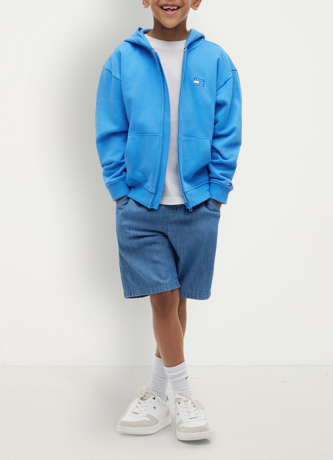 Tommy Hilfiger Sweatvest met logo - voorkant 5 blauw