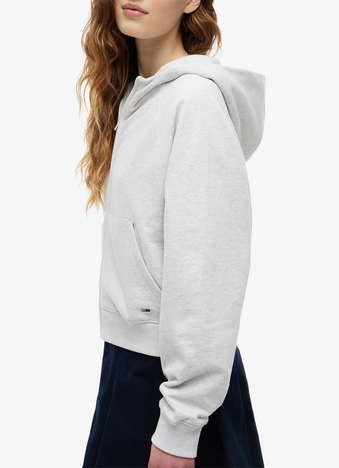 Tommy Hilfiger Sweatvest met logoborduring en capuchon - detail 5 lichtgrijs