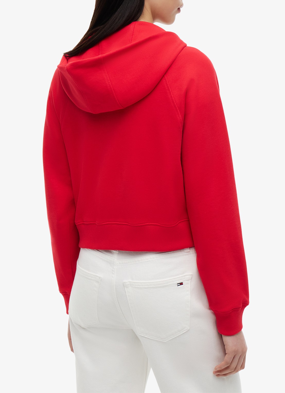 Tommy Hilfiger Sweatvest met logoborduring en capuchon - achterkant 3 rood