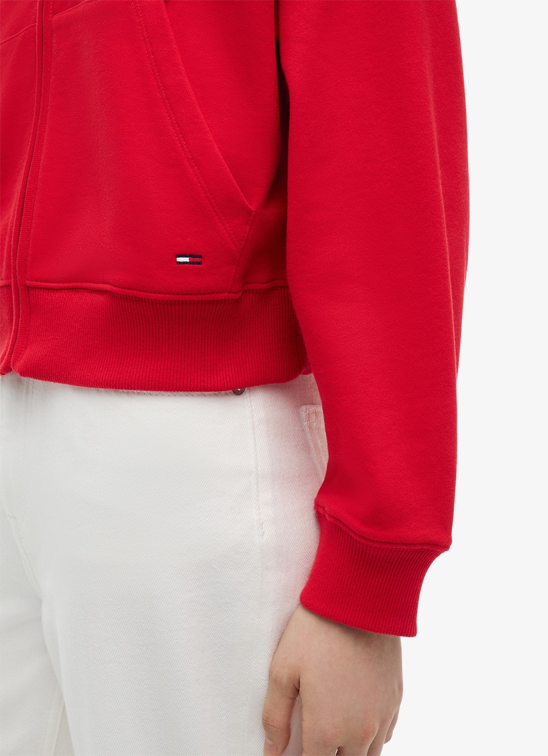 Tommy Hilfiger Sweatvest met logoborduring en capuchon - detail 5 rood