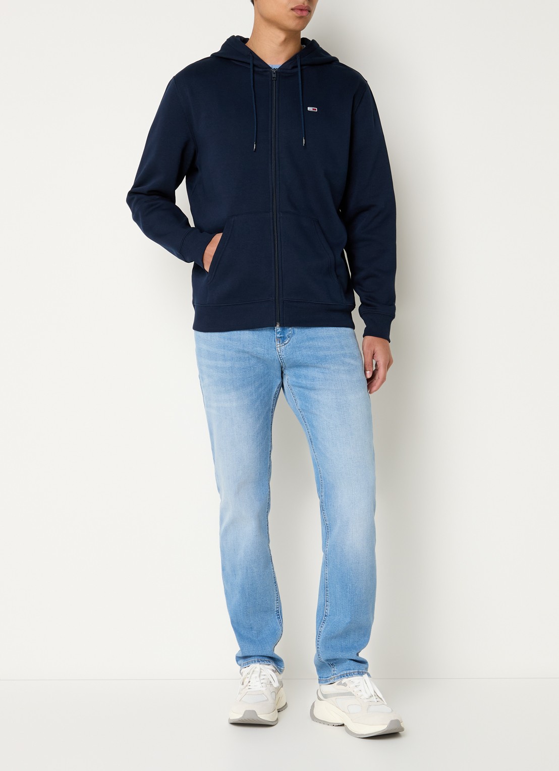 Tommy Hilfiger Sweatvest met logoborduring - voorkant 2 donkerblauw