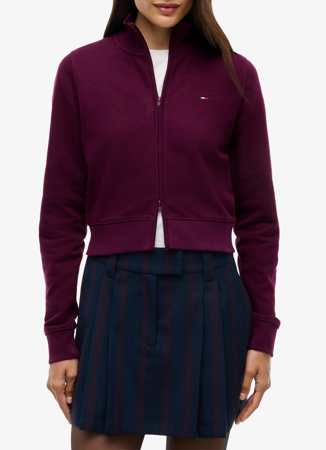 Tommy Hilfiger Sweatvest met opstaande kraag - detail paars