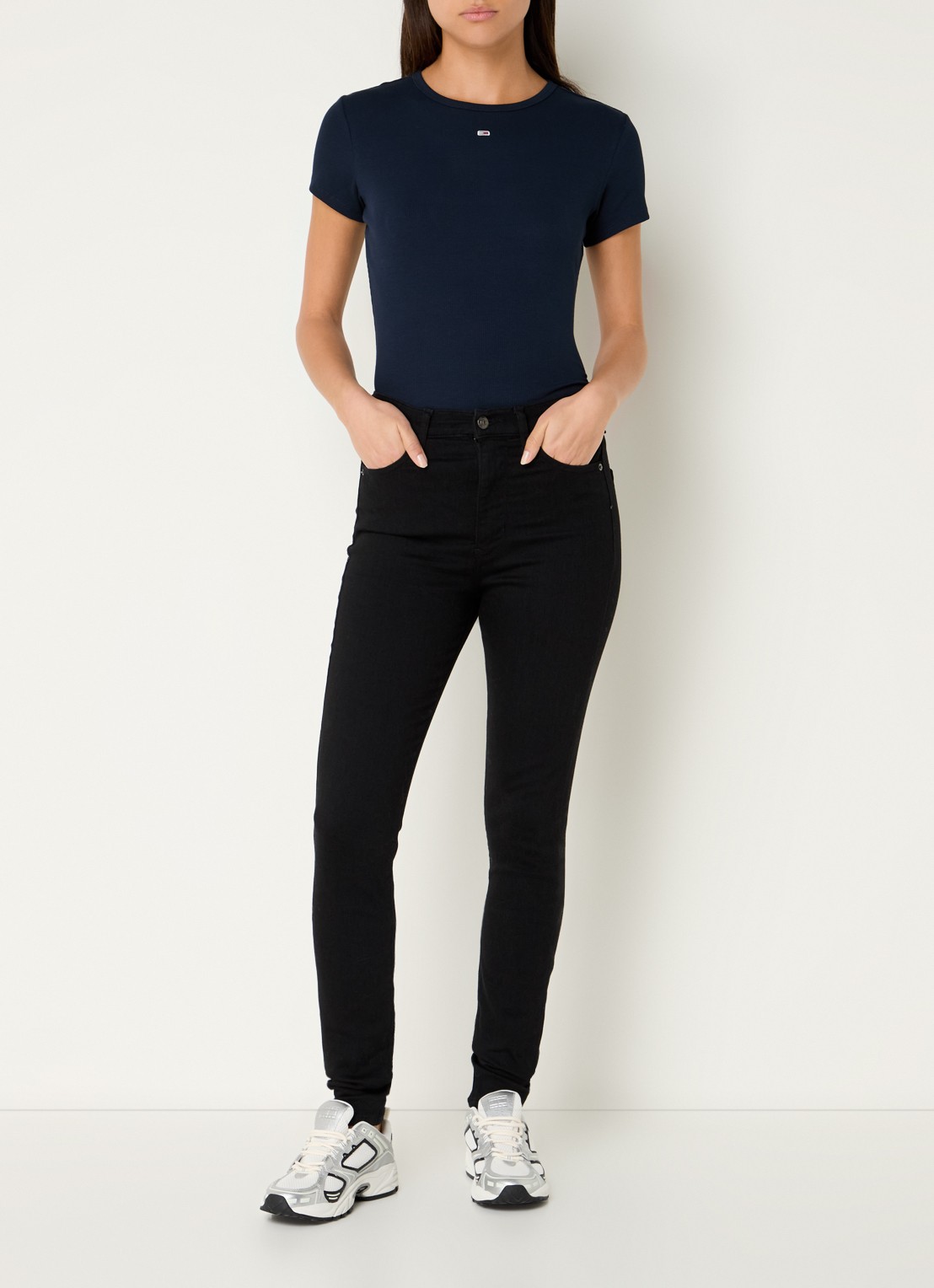 Tommy Hilfiger Sylvia high waist skinny jeans met gekleurde wassing - voorkant 5 zwart