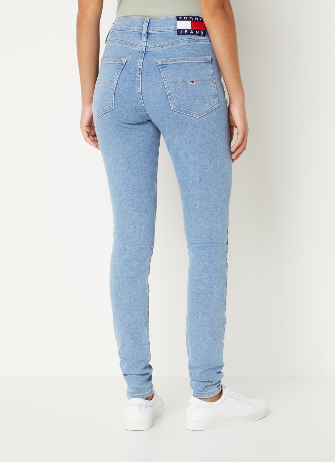 Tommy Hilfiger Sylvia high waist skinny jeans met lichte wassing - achterkant 5 indigo