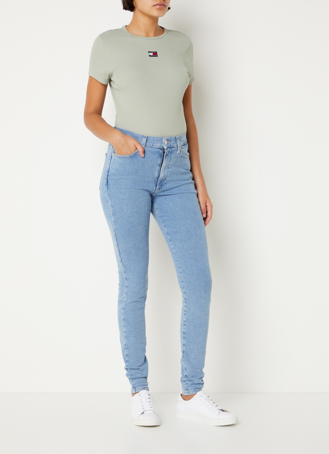 Tommy Hilfiger Sylvia high waist skinny jeans met lichte wassing - voorkant 2 indigo