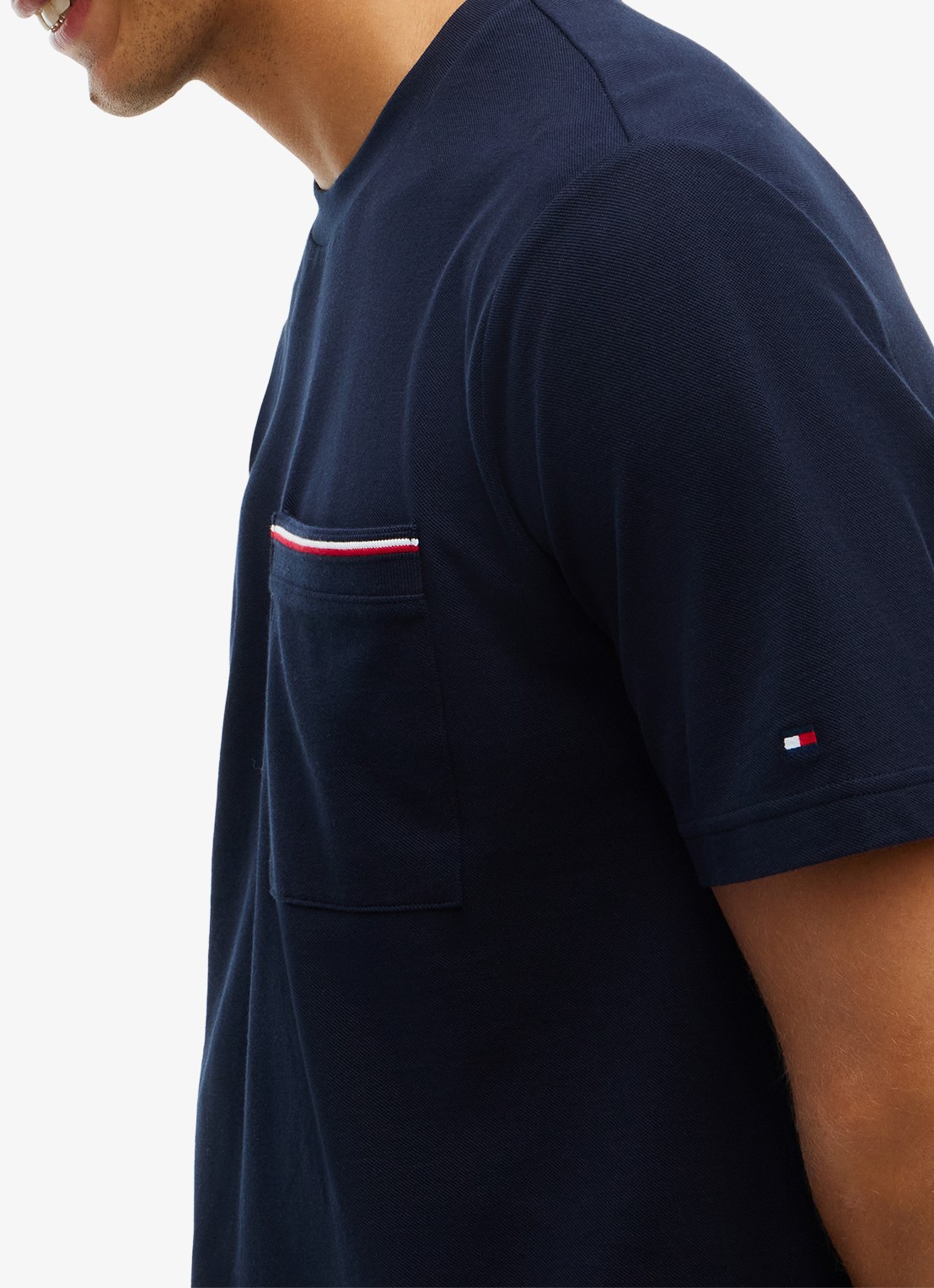 Tommy Hilfiger T-shirt met borstzak - detail 4 donkerblauw